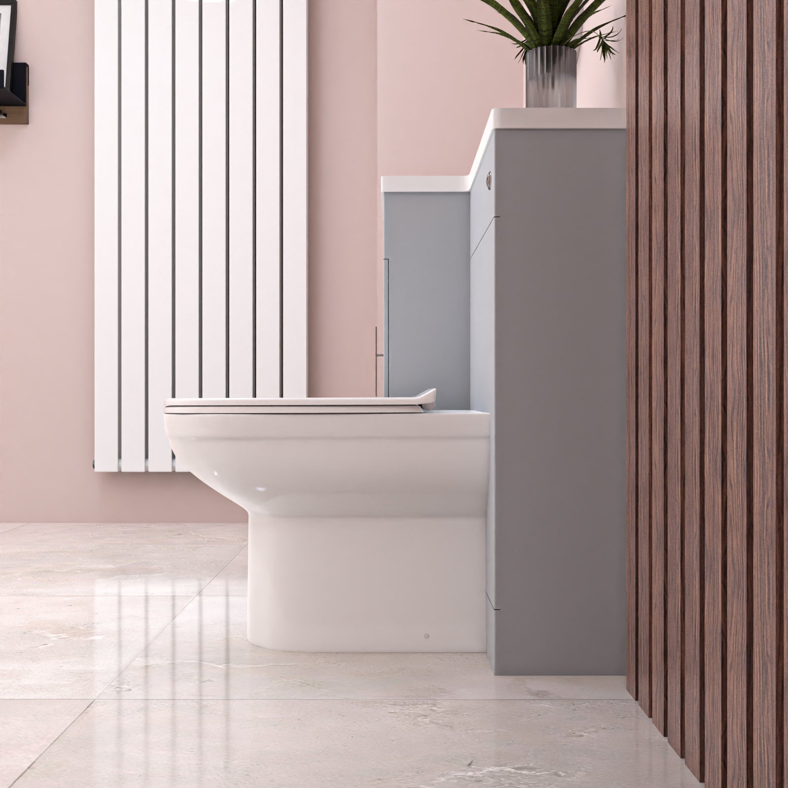 Alaska Matte Grey L Shape Flat Pack LH 900mm Vanity WC Unit & BTW Round Toilet