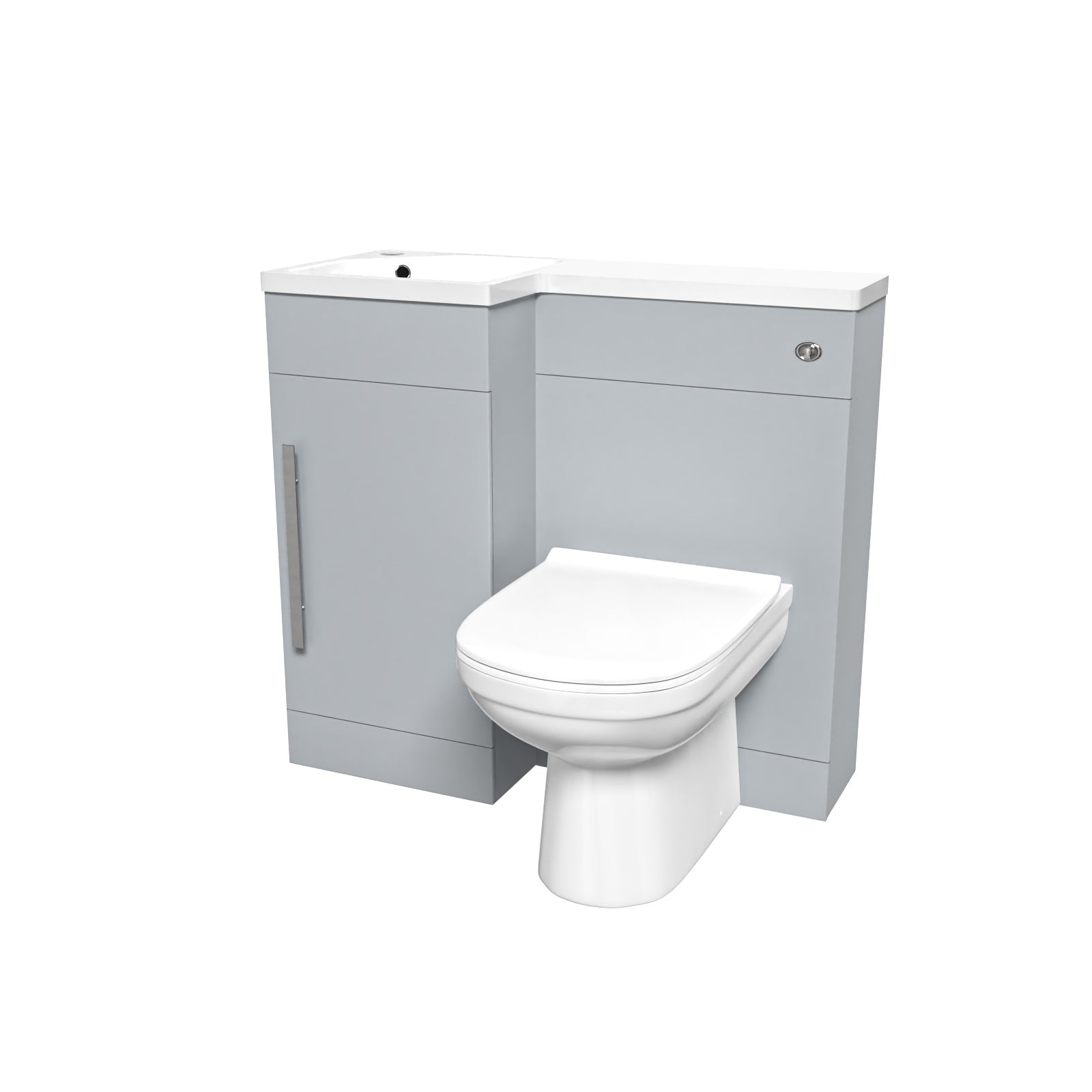 Alaska Matte Grey L Shape Flat Pack LH 900mm Vanity WC Unit & BTW Round Toilet