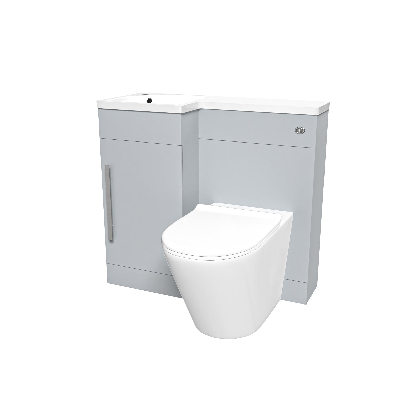 Alaska 900mm Matte Grey Left Hand WC Basin Vanity and Toilet Unit - Flat Pack