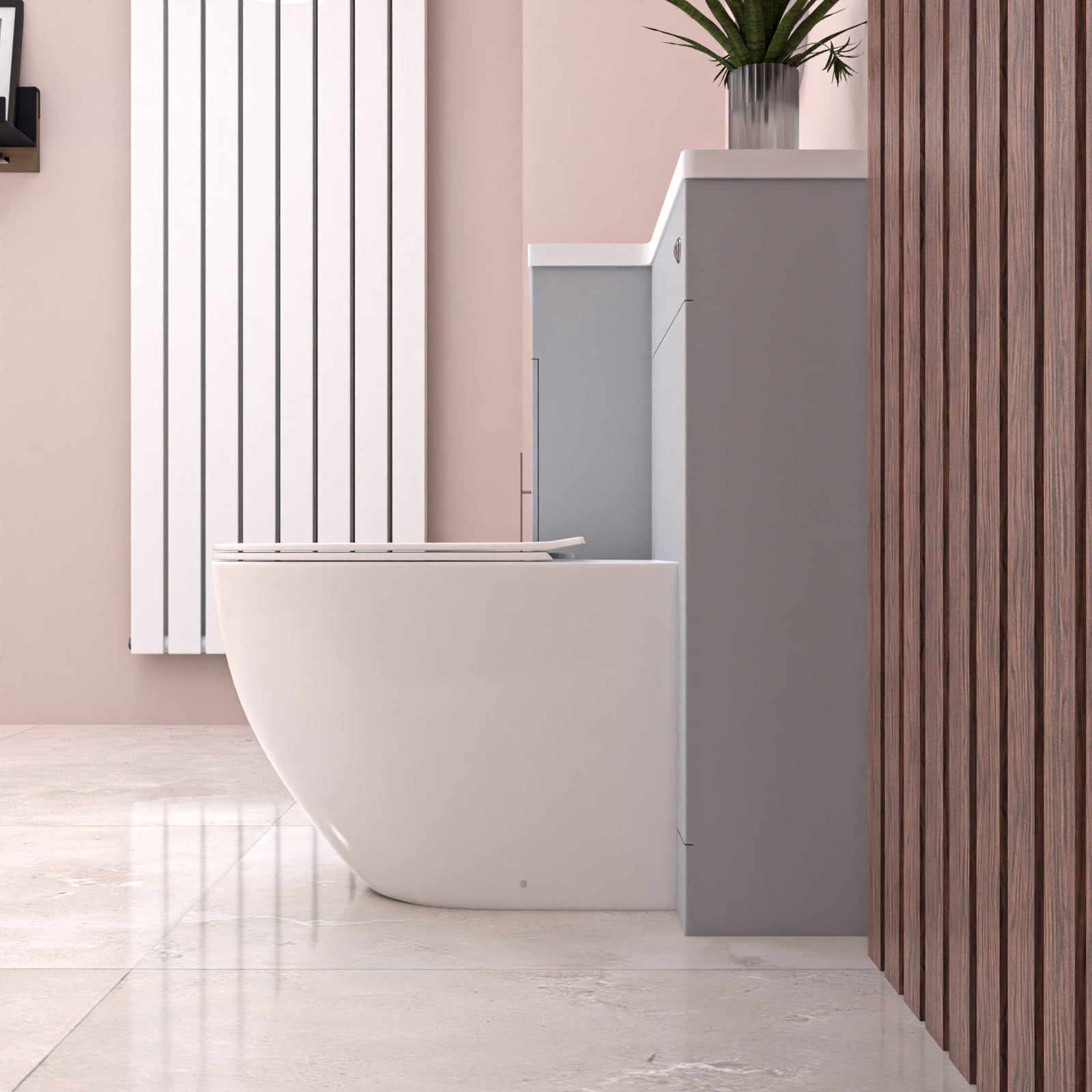 Alaska Matte Grey LH Vanity WC Unit with Resin Basin & BTW Toilet - Flat Pack