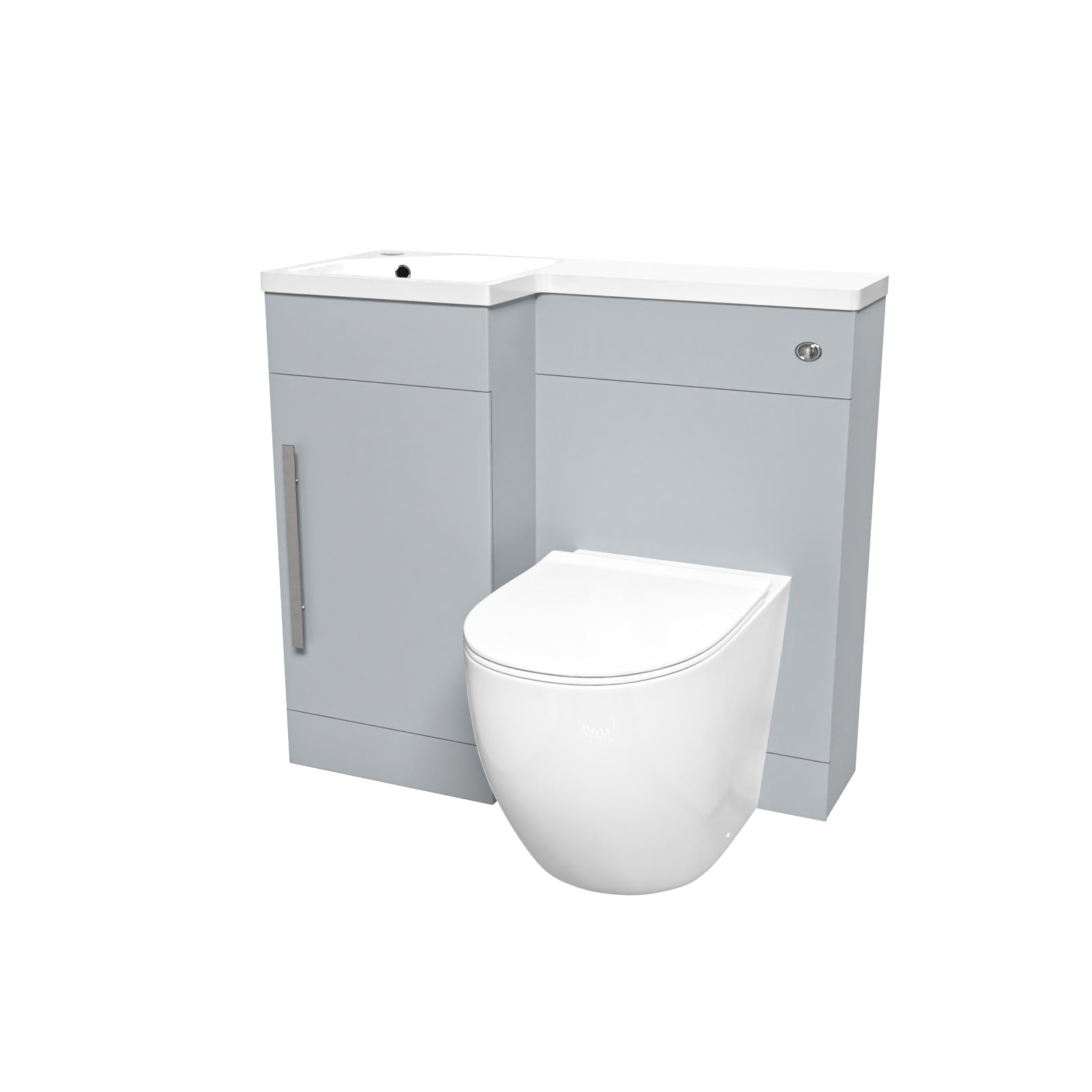 Alaska Matte Grey LH Vanity WC Unit with Resin Basin & BTW Toilet - Flat Pack