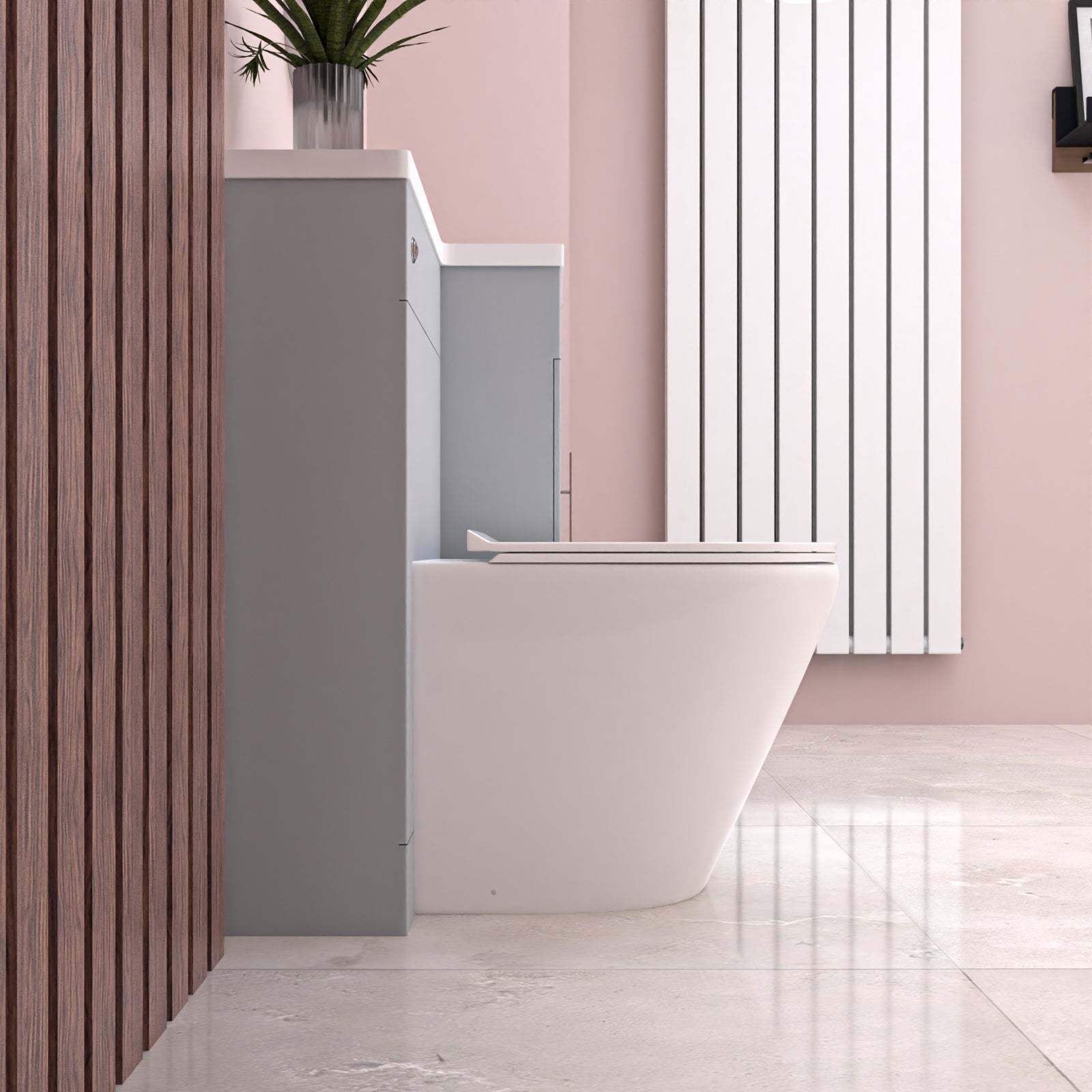 Alaska Matte Grey Flat Pack 900mm L-Shape Right Hand Vanity Unit & Toilet