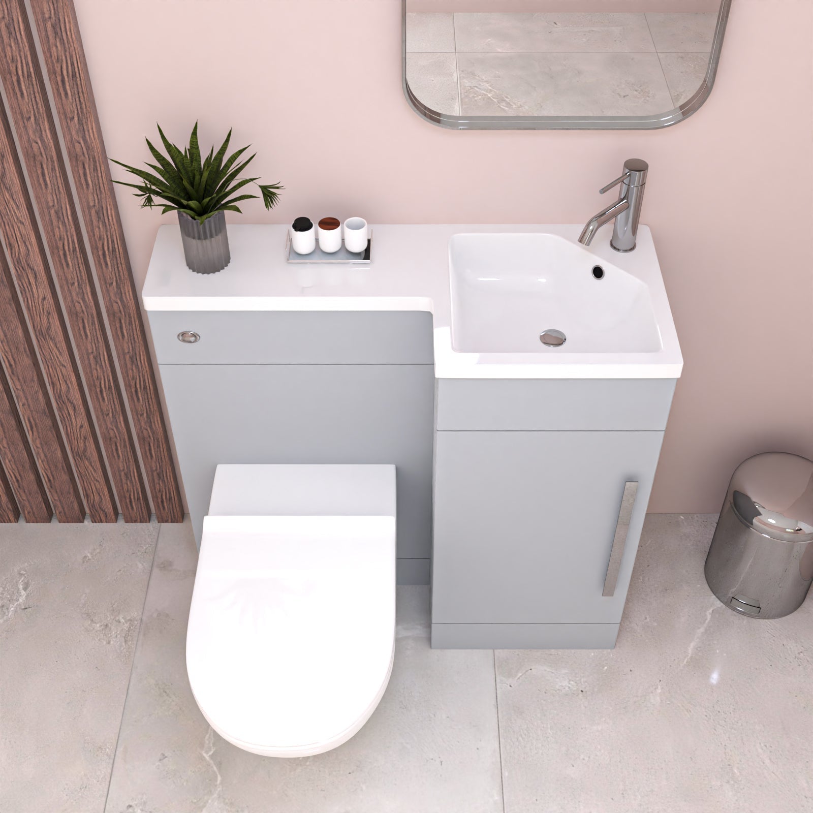 Alaska 900mm Matte Grey Right Hand WC Basin Vanity and Toilet Unit