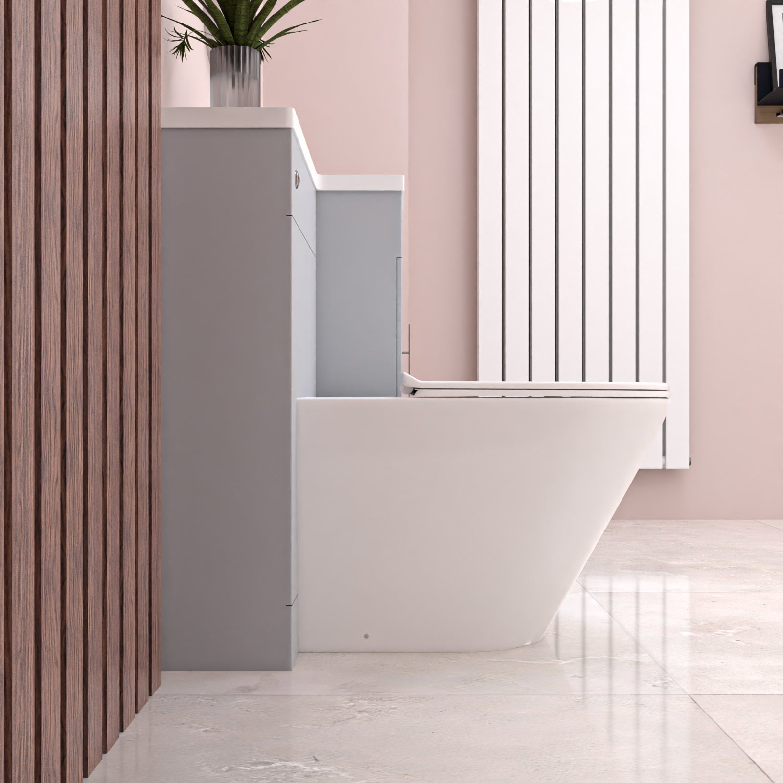 Alaska 900mm Matte Grey Right Hand WC Basin Vanity and Toilet Unit Flat Pack