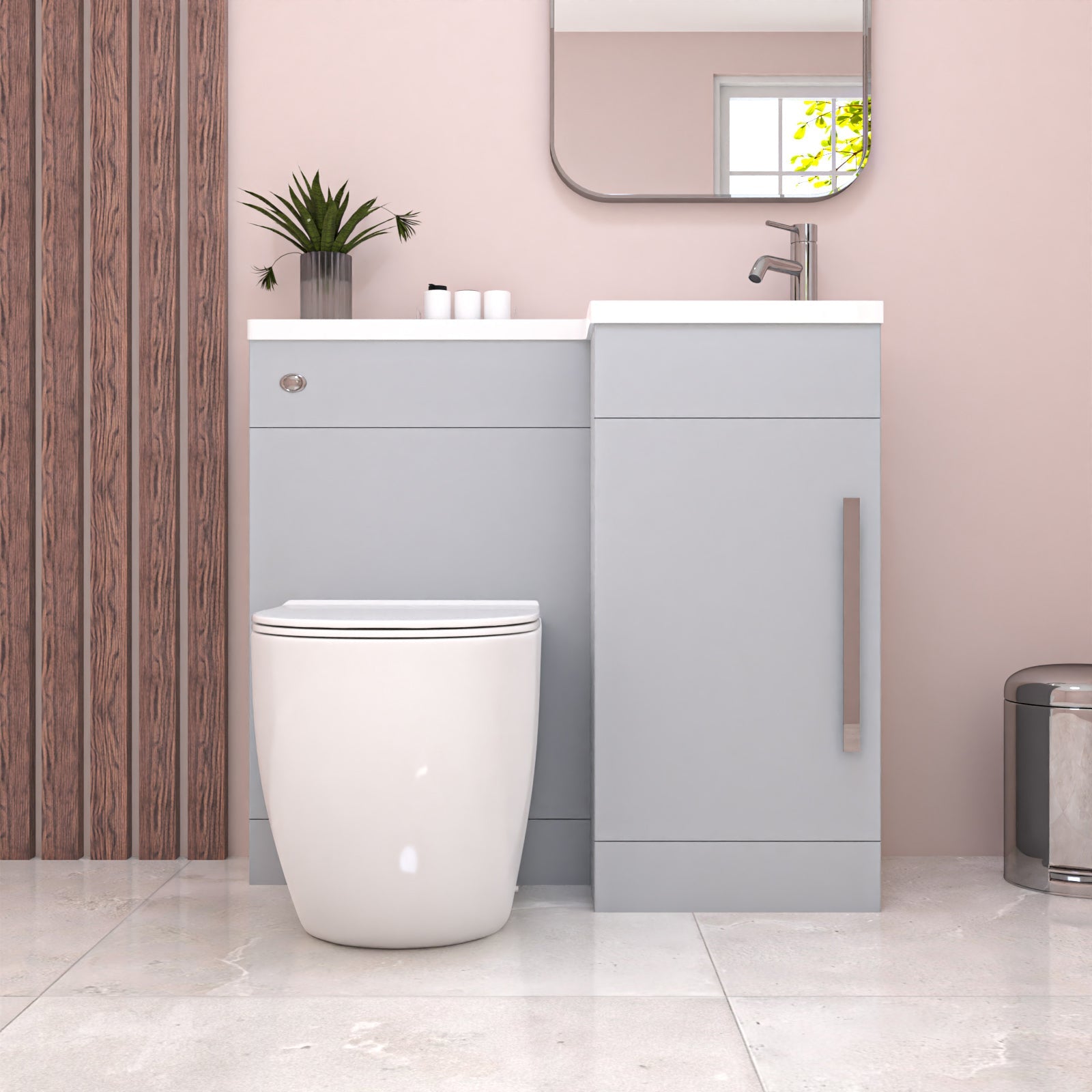 Alaska Matte Grey RH Vanity WC Unit with Resin Basin & BTW Toilet