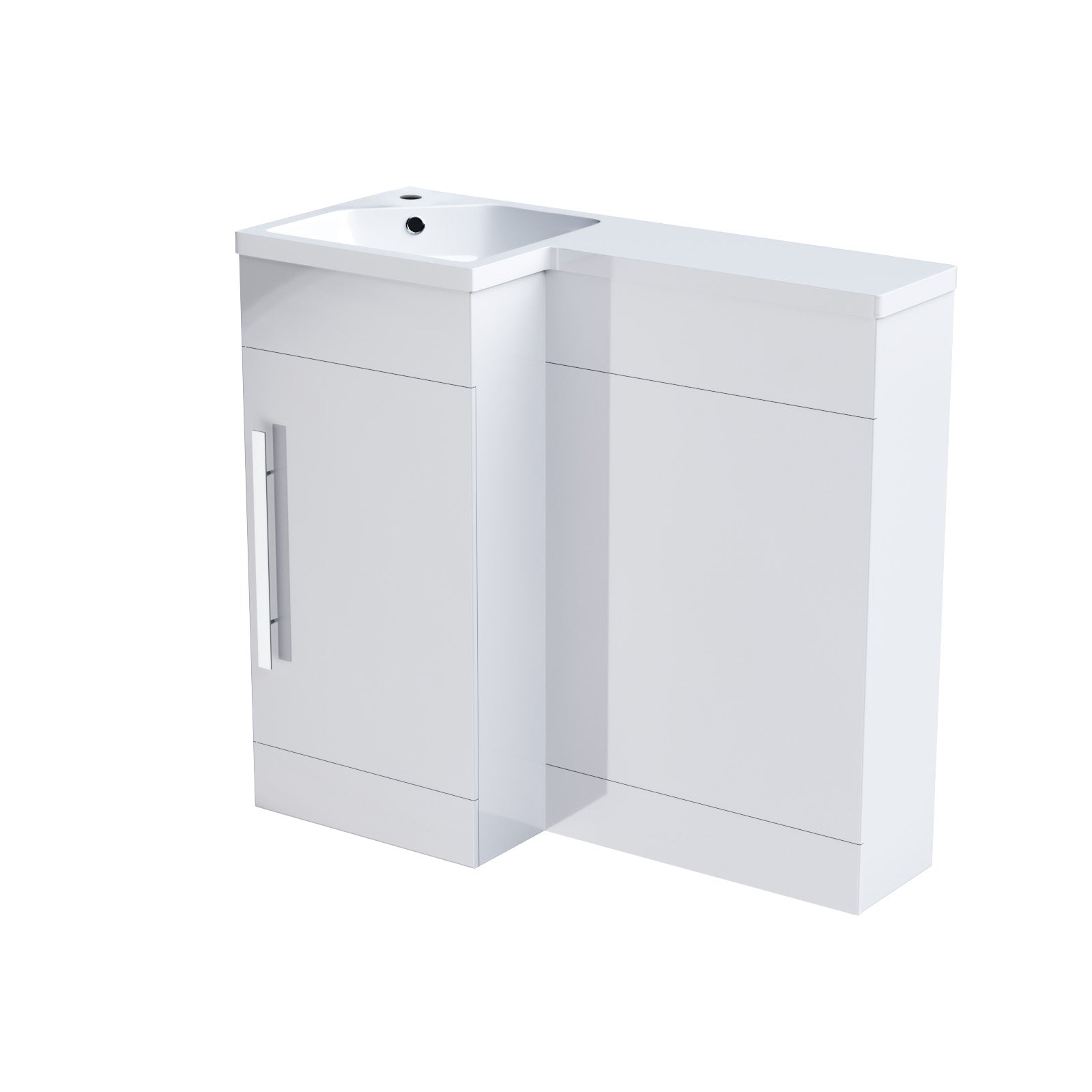 Alaska 900mm L Shape Bathroom Basin Vanity & WC Unit White