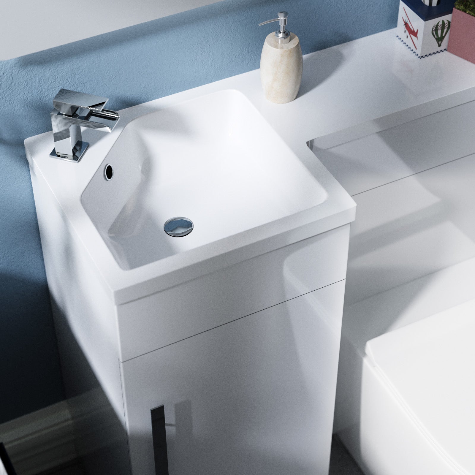 Alaska White 900mm LH Vanity WC Unit Resin Basin & BTW Toilet