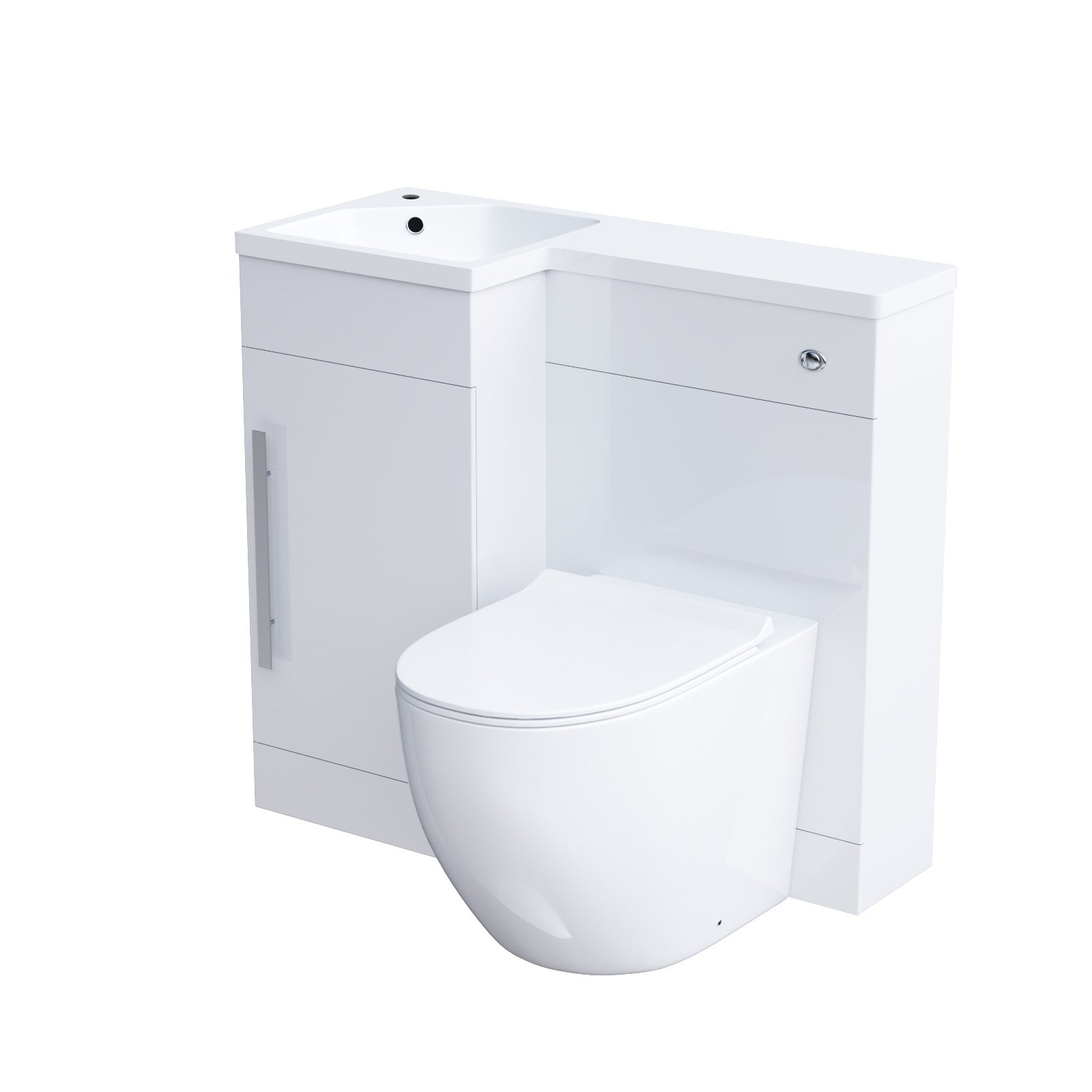 Alaska White 900mm LH Vanity WC Unit Resin Basin & BTW Toilet