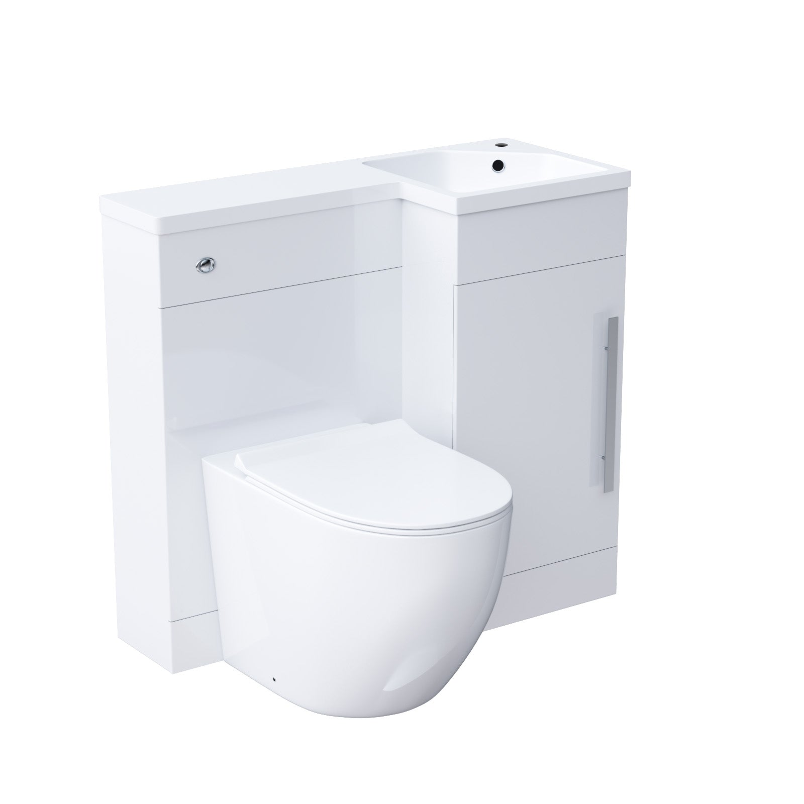 Alaska 900mm Flat Pack BTW Toilet, WC Unit & Resin Basin White
