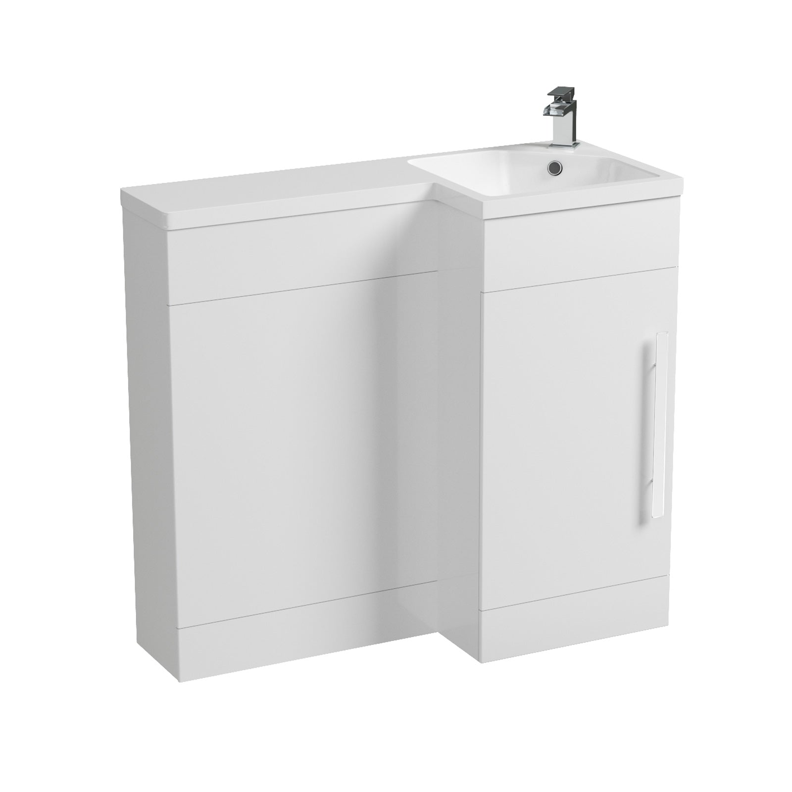 Alaska 900mm L-Shape Right Hand Bathroom White Basin Vanity WC Unit Flat Pack