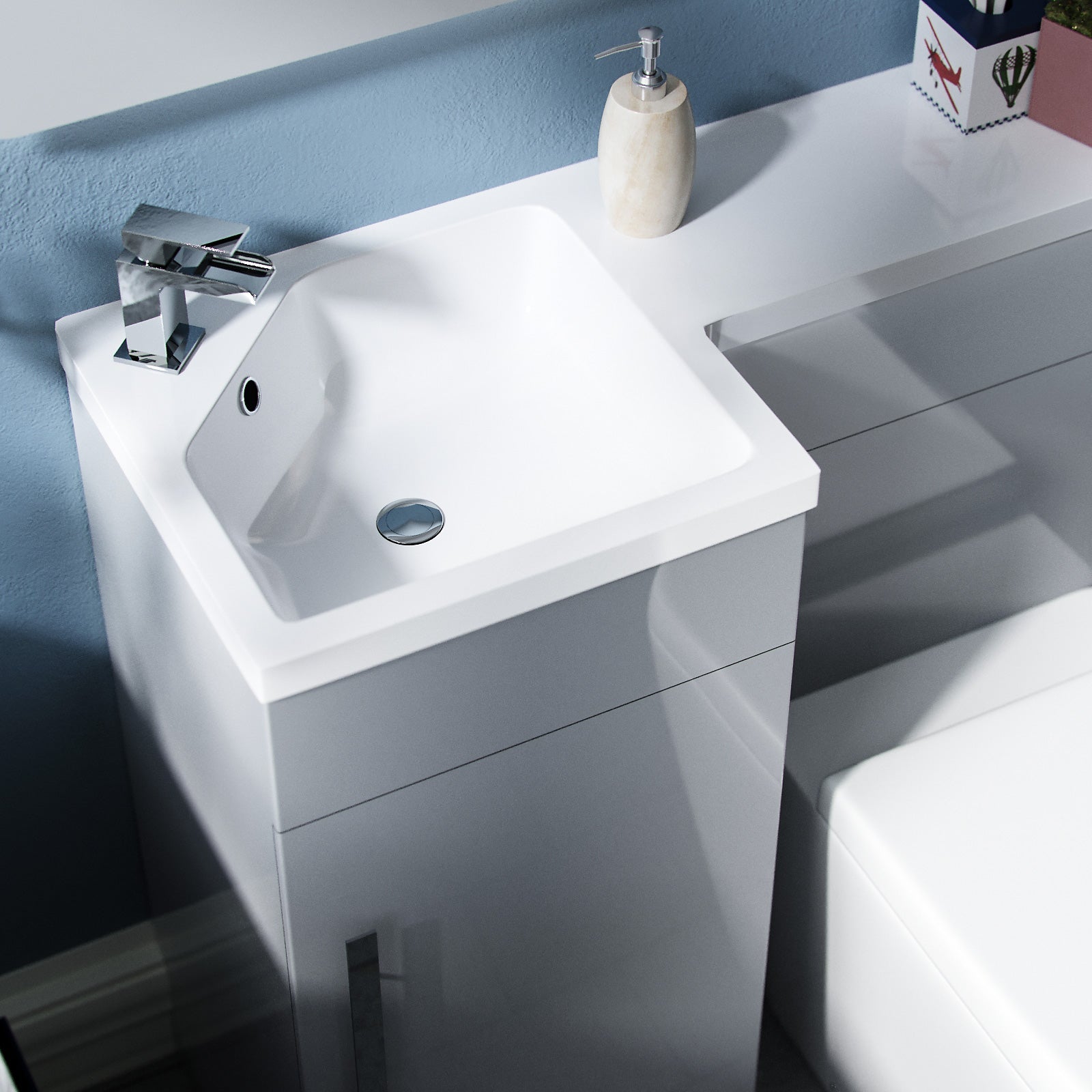 Alaska 900mm Vanity Basin Unit, WC Unit & Elso Back To Wall Toilet Grey