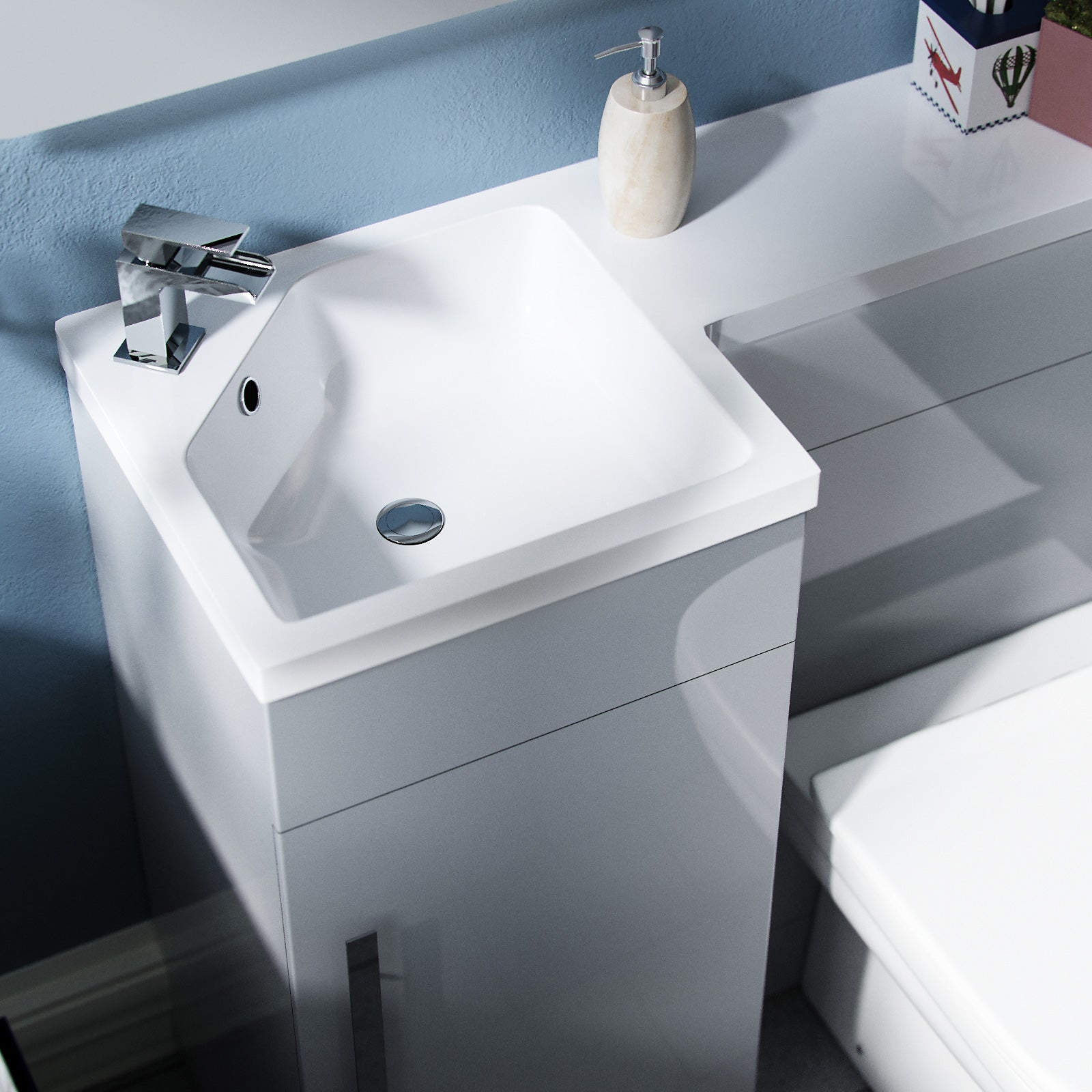 Alaska 900mm Grey Vanity Unit Basin Sink with Rimless Toilet