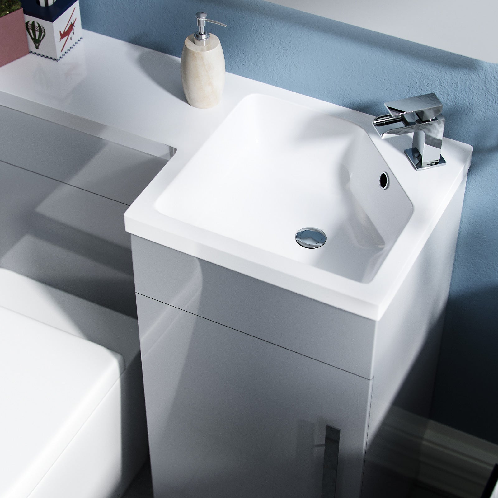 Alaska 900mm Vanity Basin Unit, WC Unit & Ellis UF Back to Wall Toilet Grey