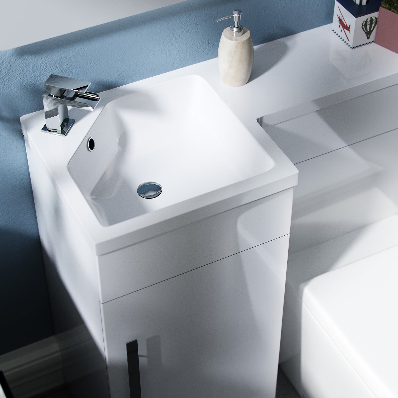 Alaska 900mm Vanity Basin Unit, WC Unit & Ellis PP Back To Wall Toilet White