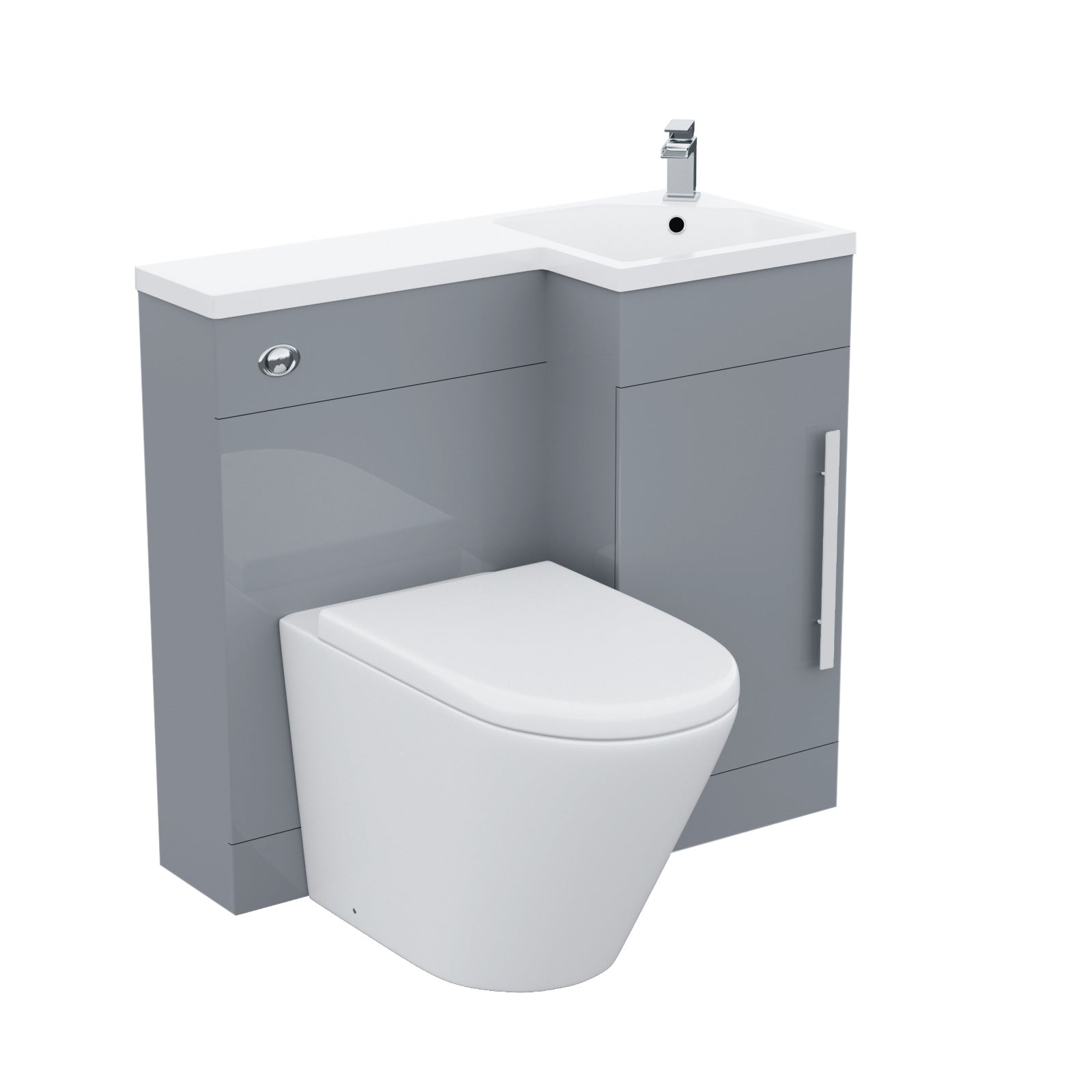 Alaska 900mm Light Grey Right Hand WC Basin Vanity and Toilet Unit Flat Pack