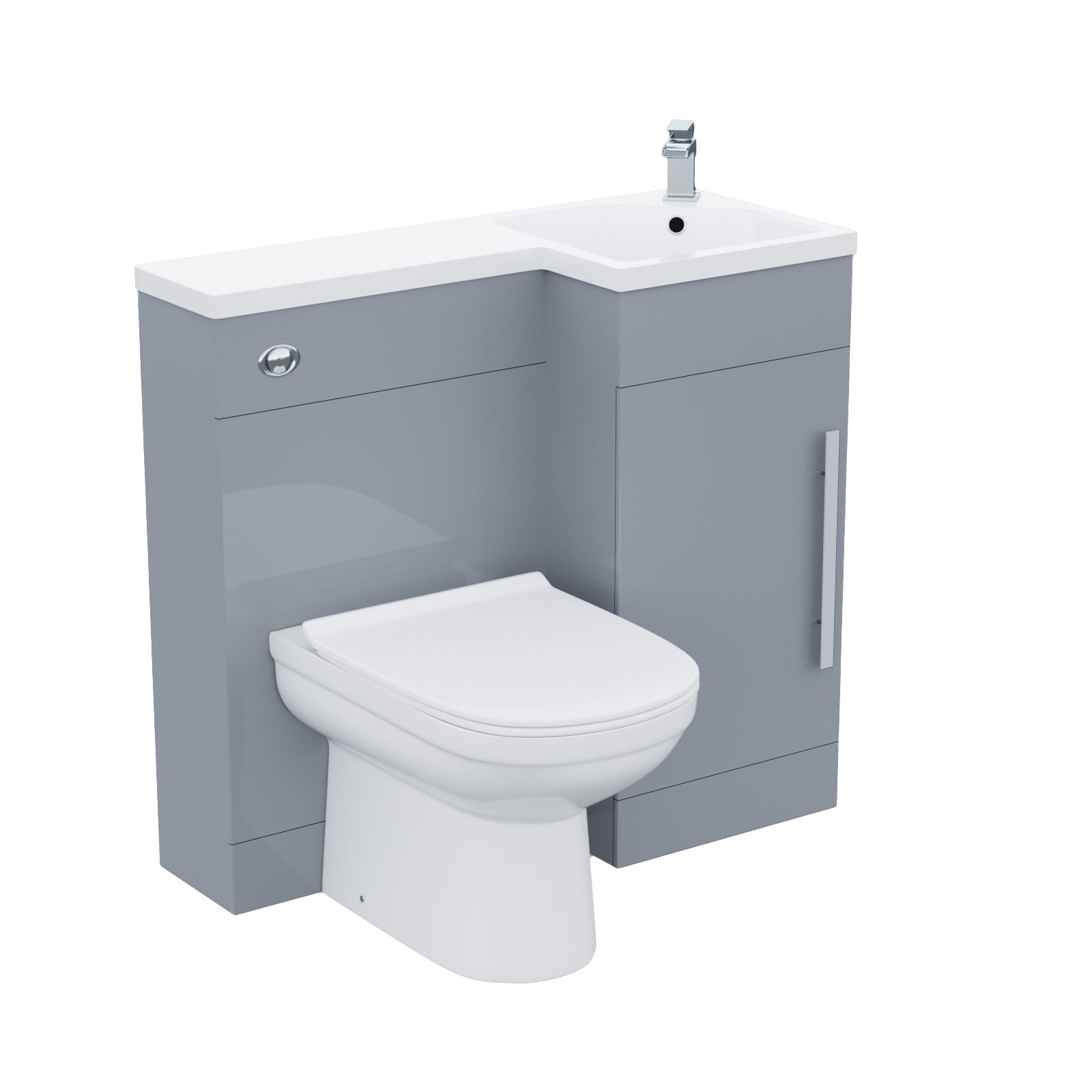 Alaska Light Grey L-Shape Right Hand 900mm Vanity Unit Toilet Furniture Flat Pack