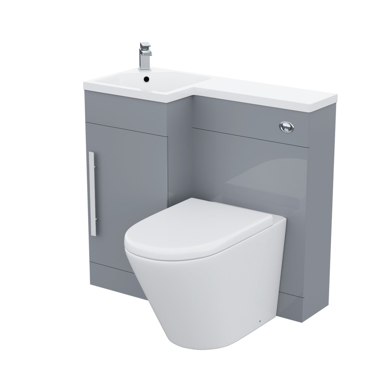 Alaska 900mm Light Grey Left Hand WC Vanity Unit Sink Toilet Suite Flat Pack