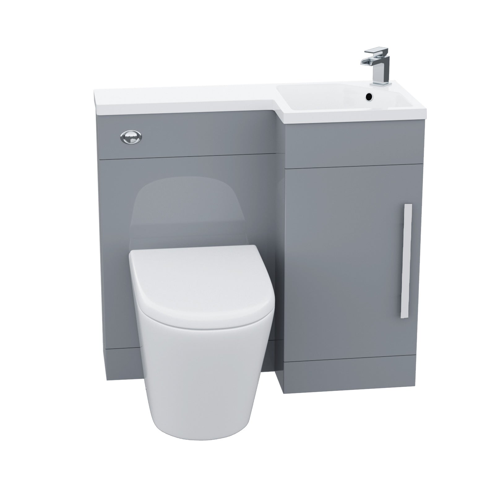 Alaska 900mm Vanity Basin Unit, WC Unit & Ellis UF Back to Wall Toilet Grey