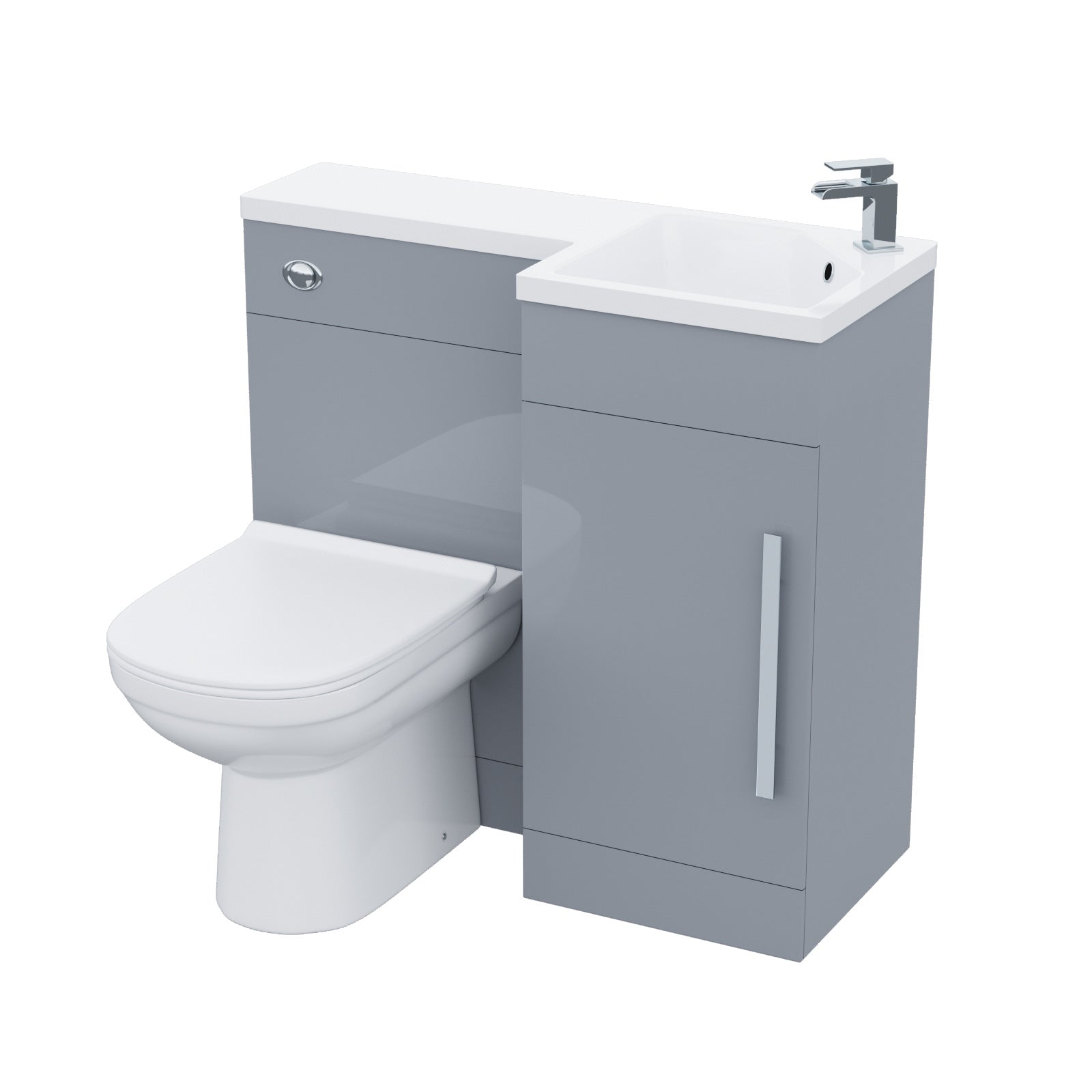 Alaska Light Grey L-Shape Right Hand 900mm Vanity Unit Toilet Furniture Flat Pack