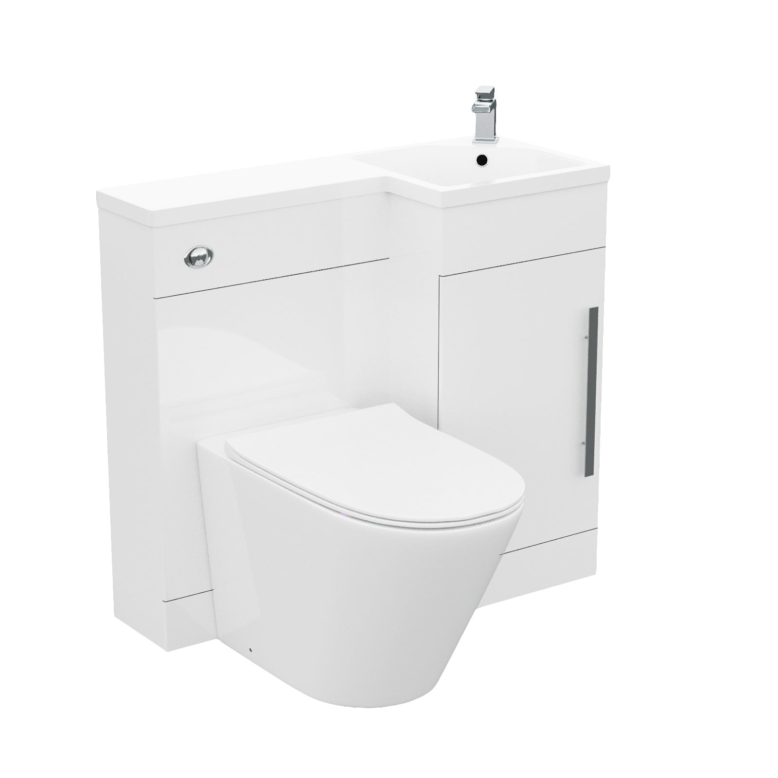 Alaska 900mm Flat Pack Vanity Basin Unit, WC Unit & Ellis UF Back To Wall Toilet White