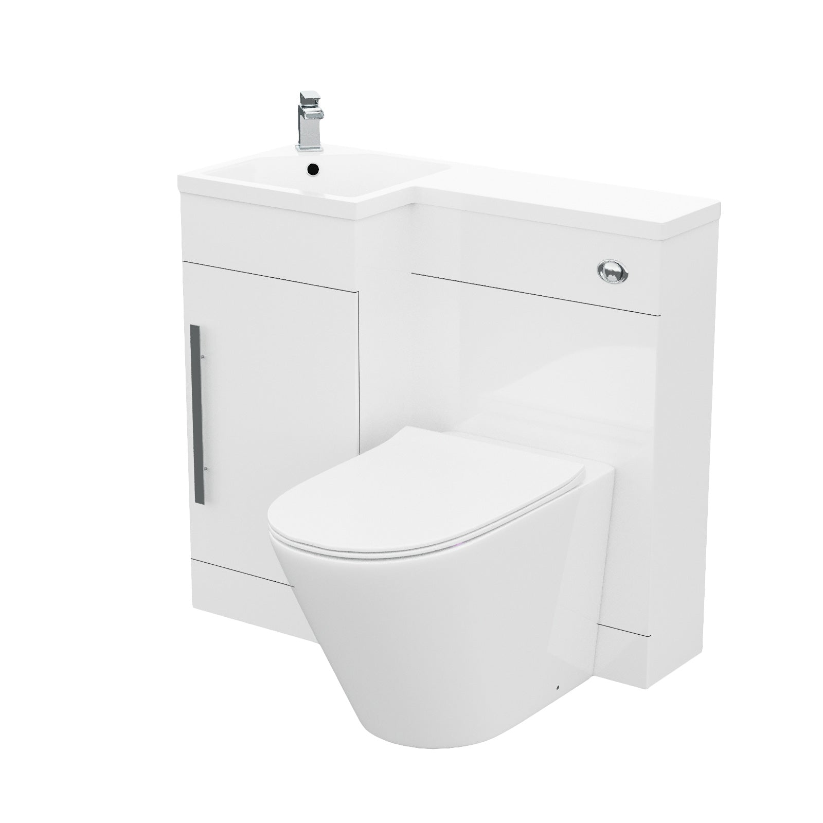 Alaska 900mm Flat Pack Vanity Basin Unit, WC Unit & Ellis UF Back To Wall Toilet White