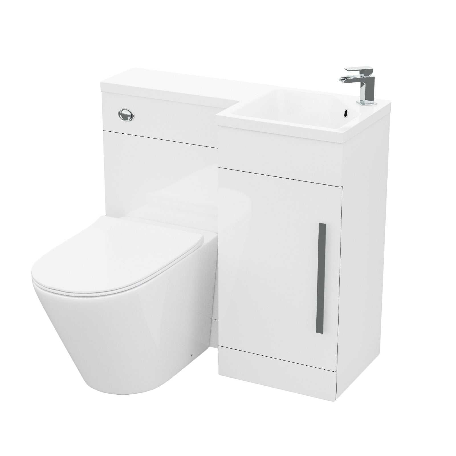 Alaska 900mm Flat Pack Vanity Basin Unit, WC Unit & Ellis UF Back To Wall Toilet White