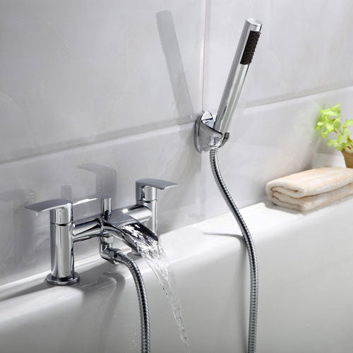 Vago Modern Bathroom Design Waterfall Basin Sink Mono Mixer Tap & Bath Filler Tap