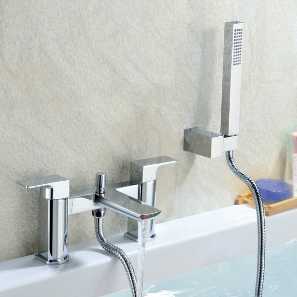 Astra Modern Bridge Deck Mounted Bath Shower Mixer Tap in Chrome