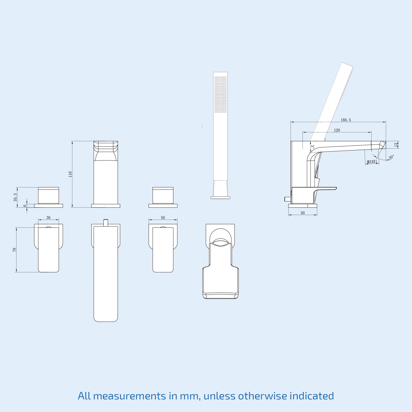 Finn Bath Filler Tap & Shower Handset Matte Black