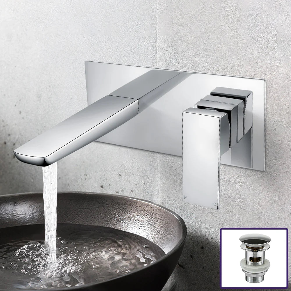 Keninton Wall Mounted Basin Mixer Tap With Basin Waste