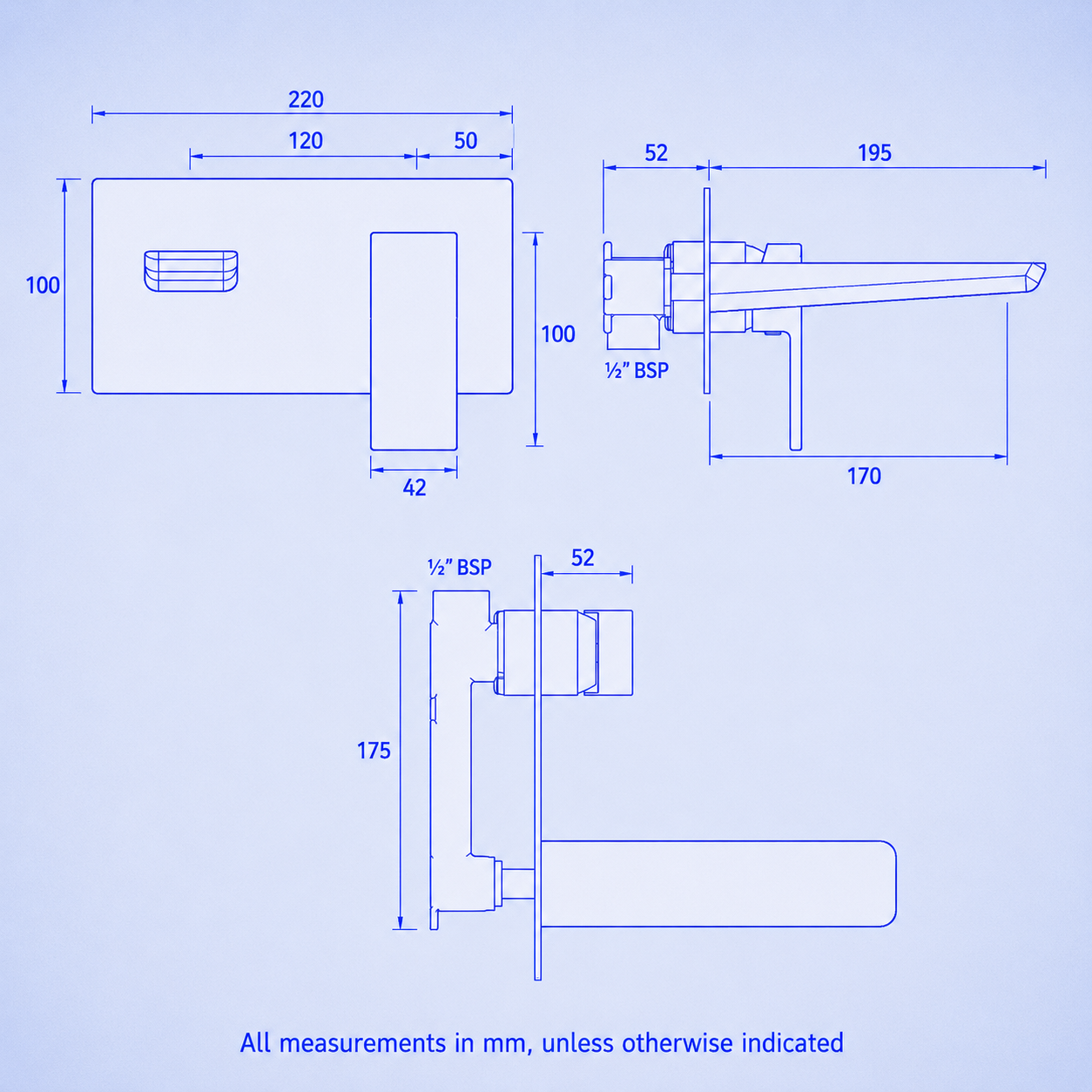 Keninton Wall Mounted Basin Mixer Tap With Basin Waste