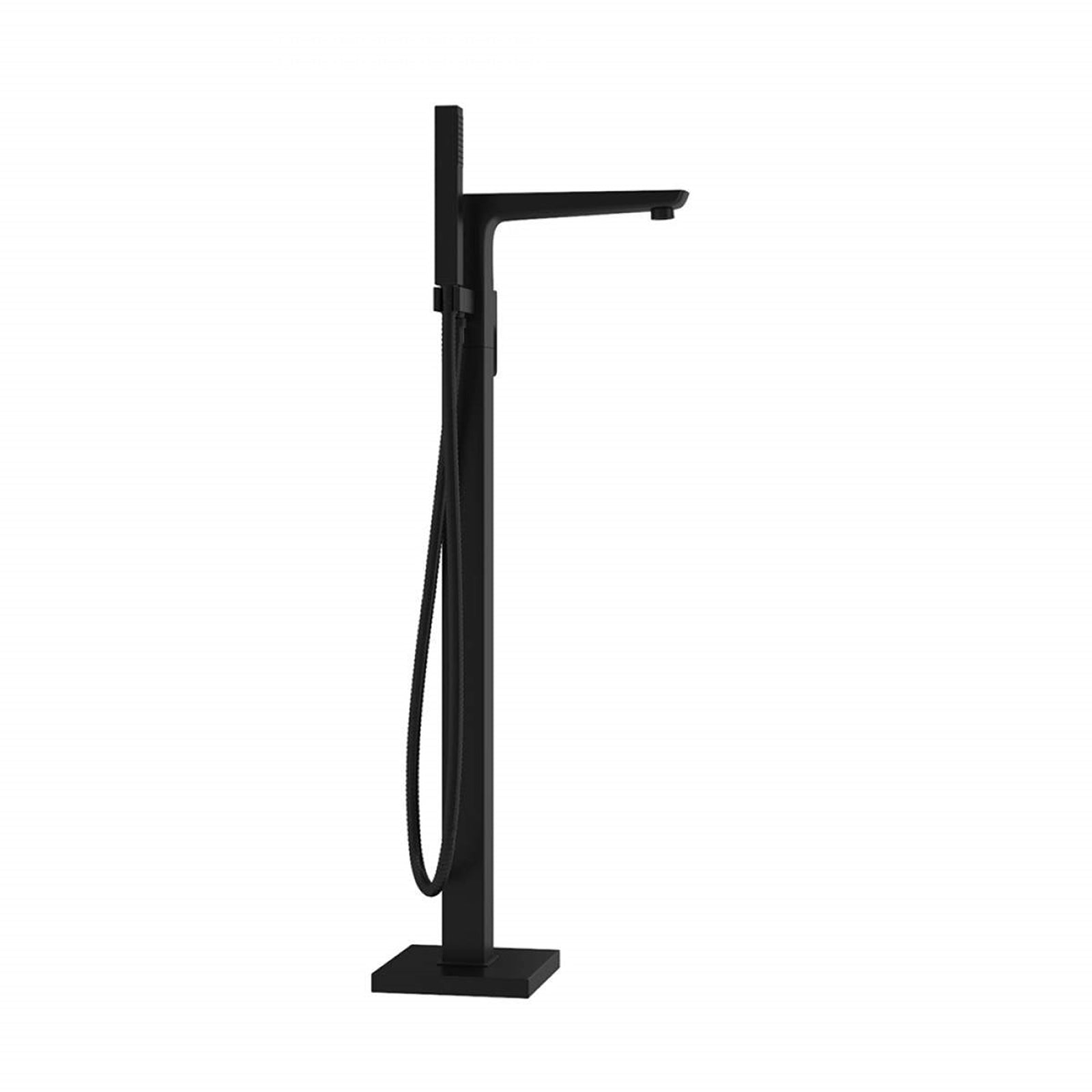 Matte Black Square Modern Freestanding Bath Shower Mixer Tap