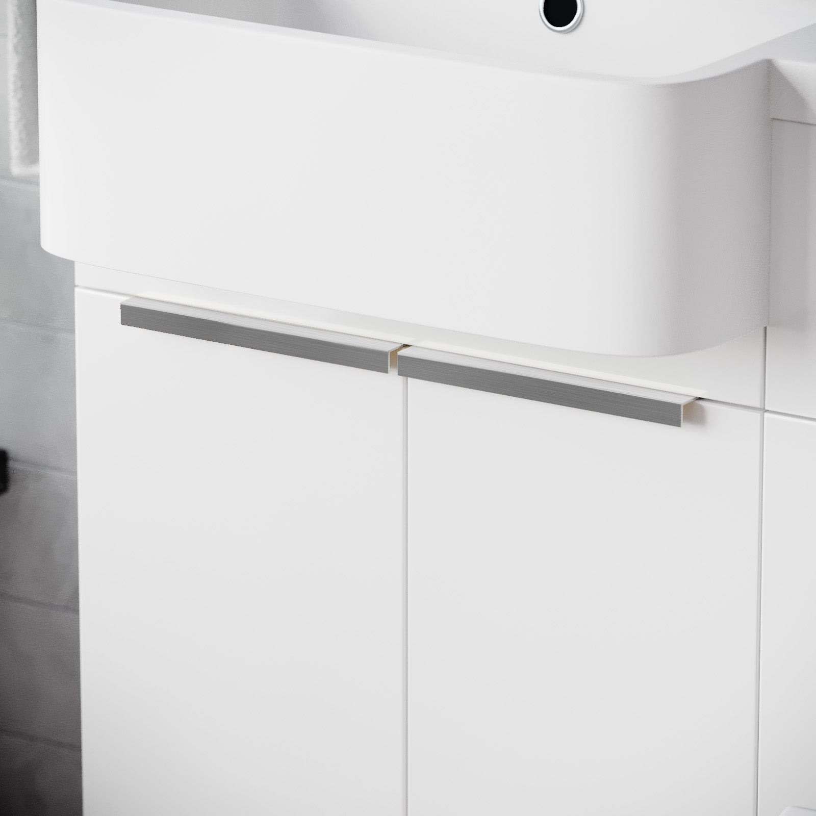 Bretford Brushed Silver Flat Pull Handles With Fixing (Pair) for Cabinet Drawer Cupboard Vanity Unit