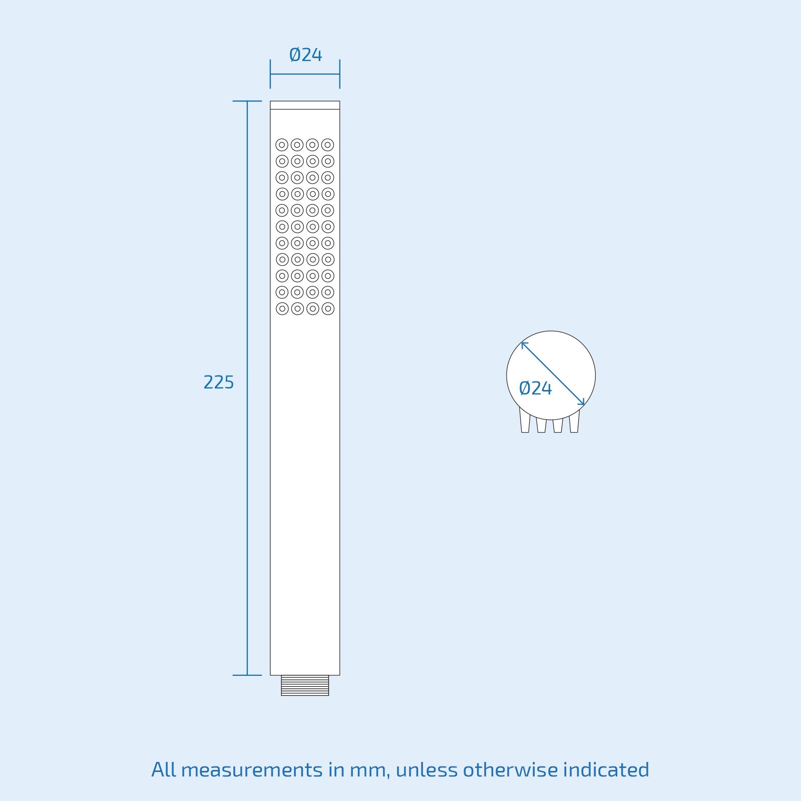 Brushed Brass Minimalist Pencil Handheld Shower Head Handset