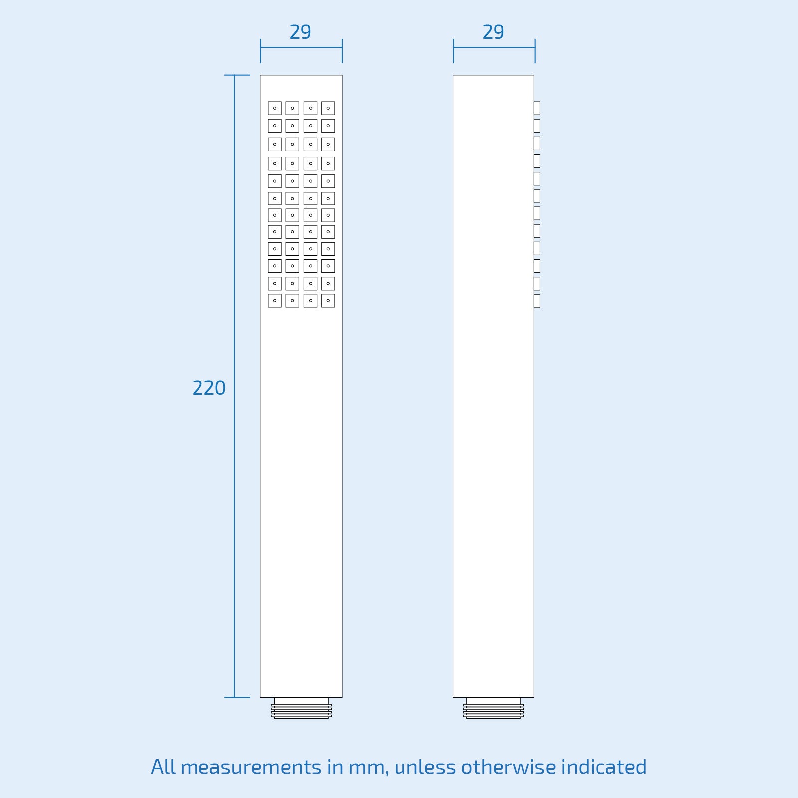 Modern Chrome Rectangular Handheld Shower Head, Shower Hose and Wall Mount Holder