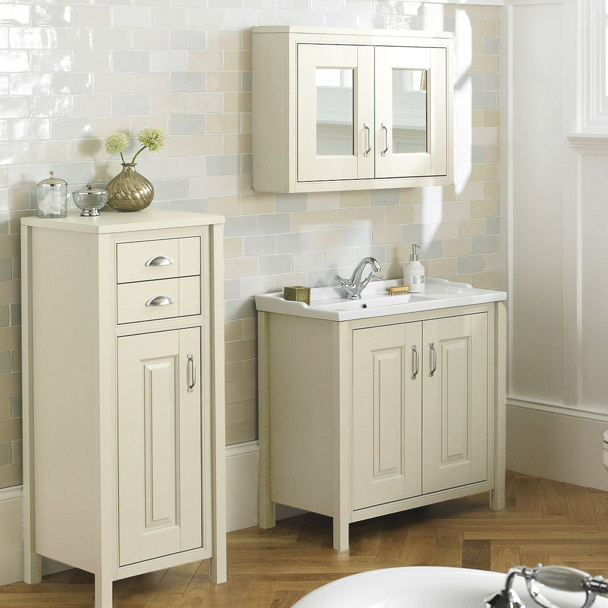 Chiltern 500mm Traditional Freestanding Tall Boy Storage Unit Beige