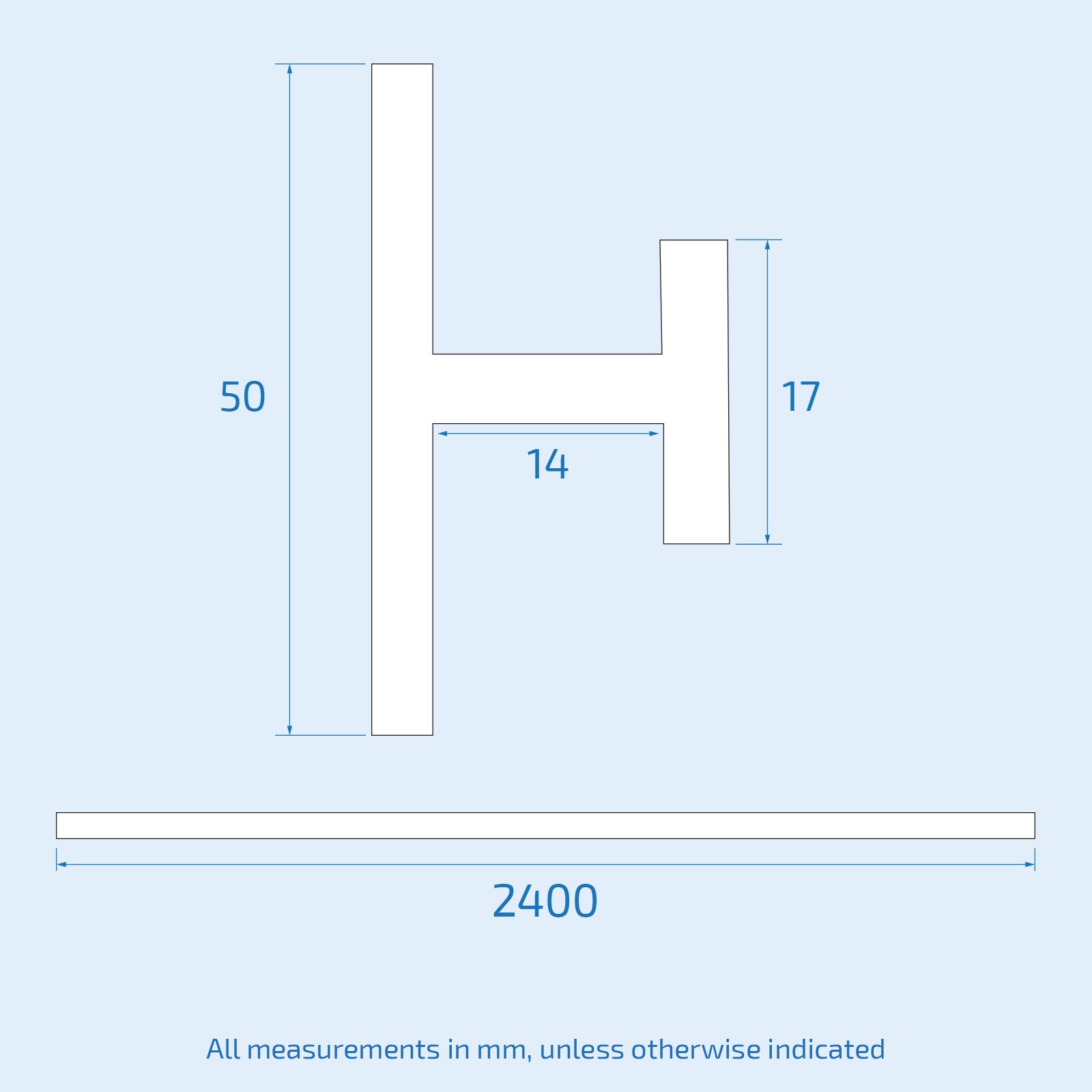 H Joint White Cladding Trim 2400mm x 10mm