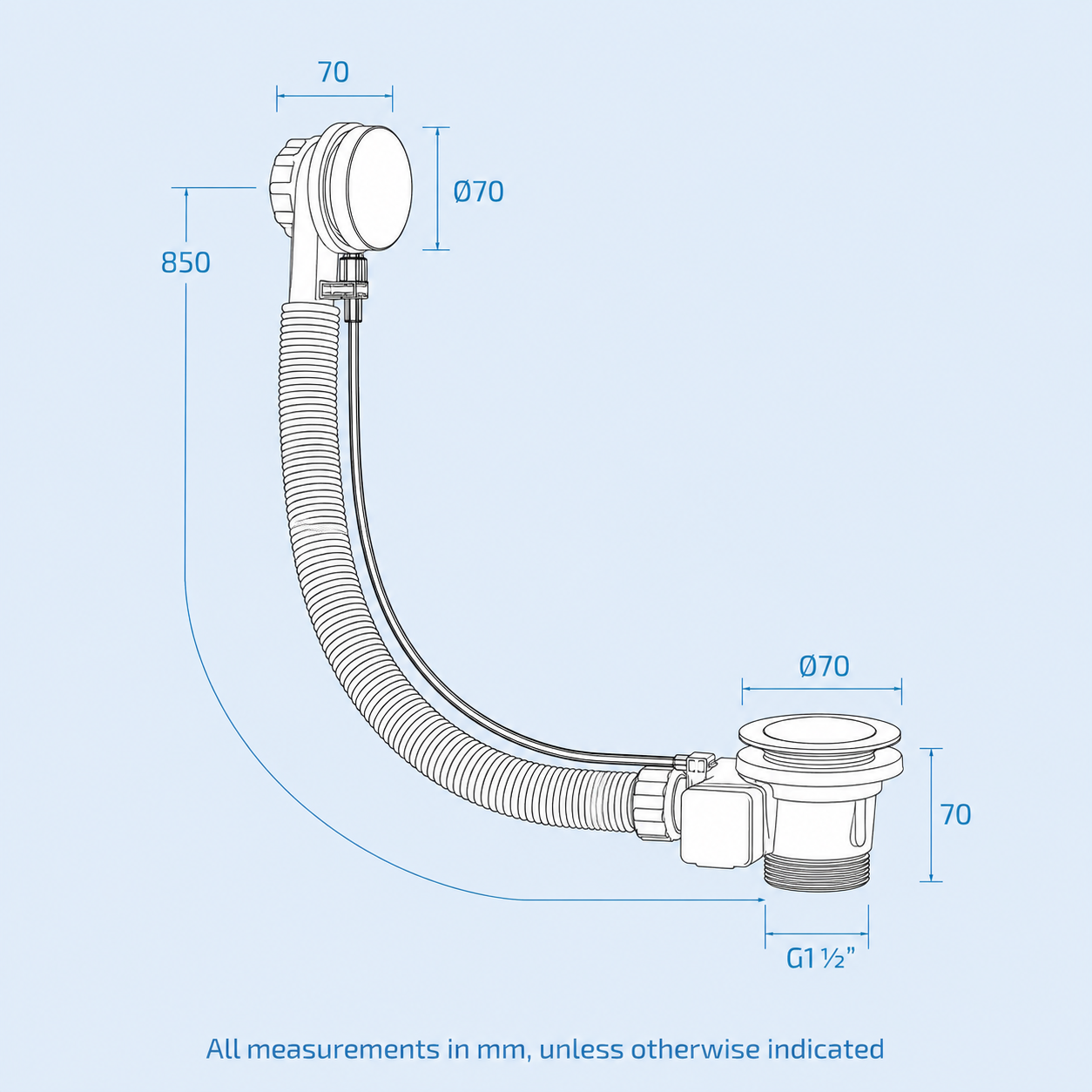 Pop Up Bath Waste Trap With Overflow