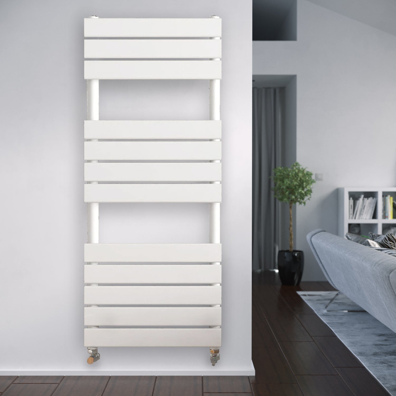 Honeywell Vertical Towel Radiator Flat Panel 1200mm H X 600mm W - White