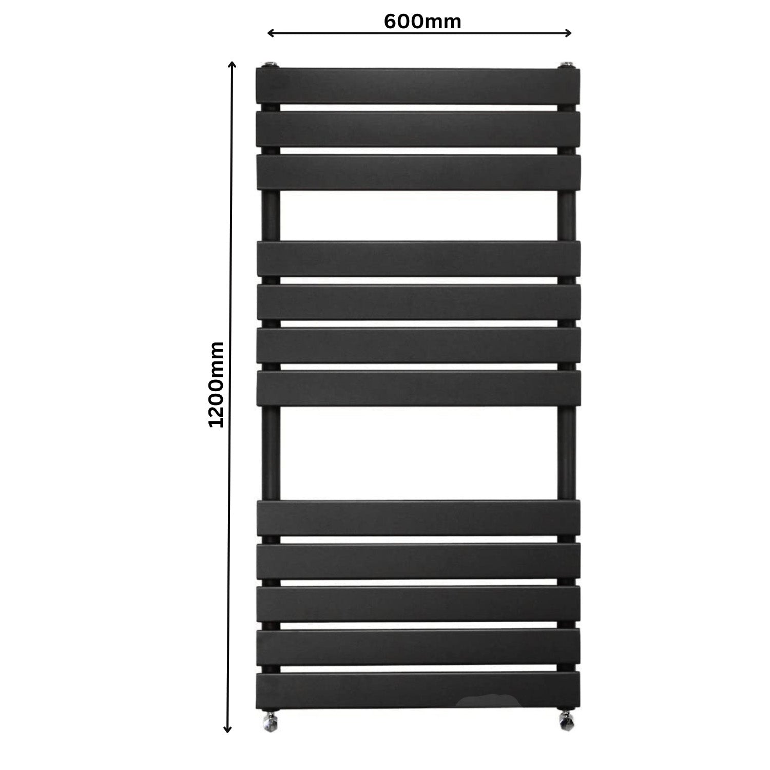 Honeywell Vertical Towel Radiator Flat Panel 1200mm H X 600mm W - Matte Black