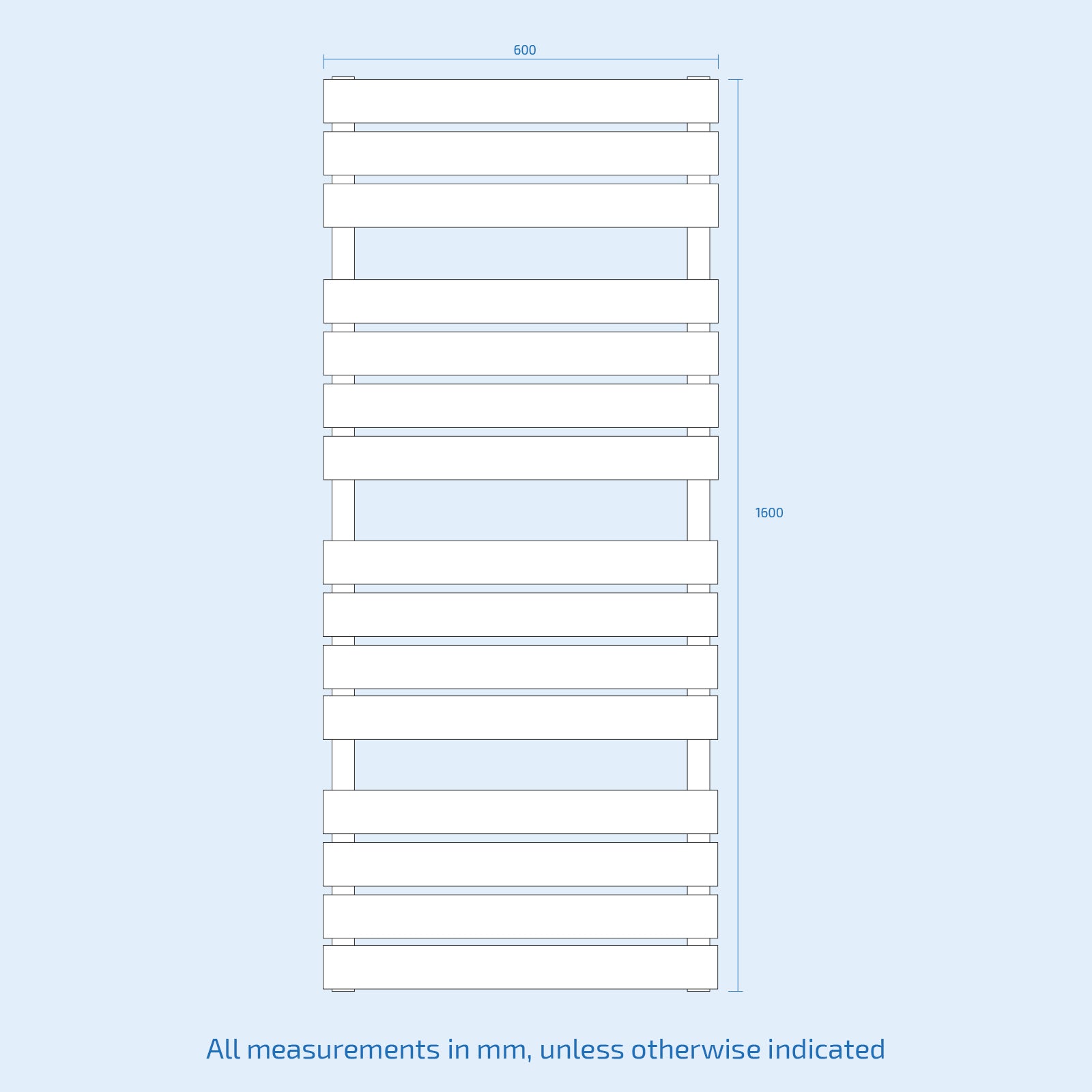 Honeywell 1600 X 600 mm Straight White Flat Panel Towel Radiator