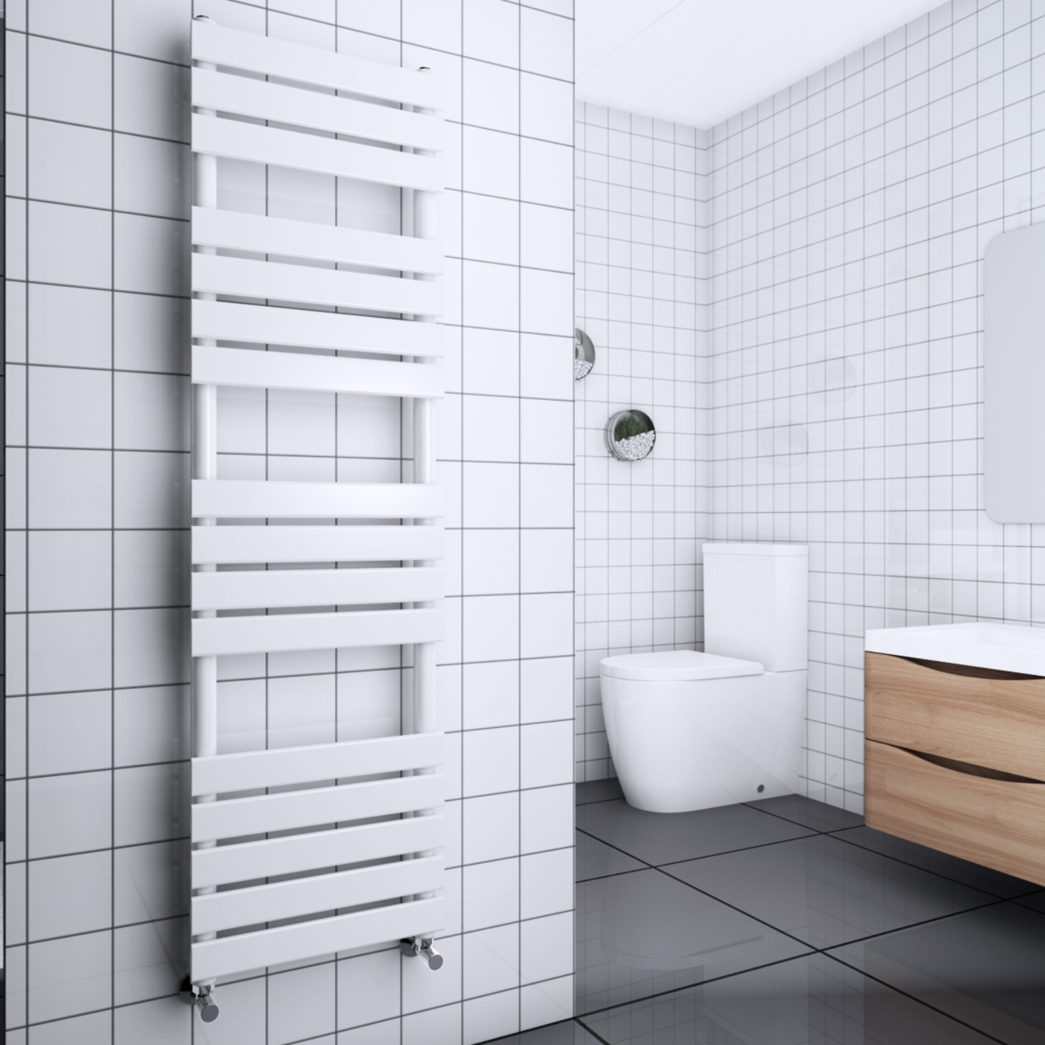 Honeywell 1600 X 600 mm Straight White Flat Panel Towel Radiator