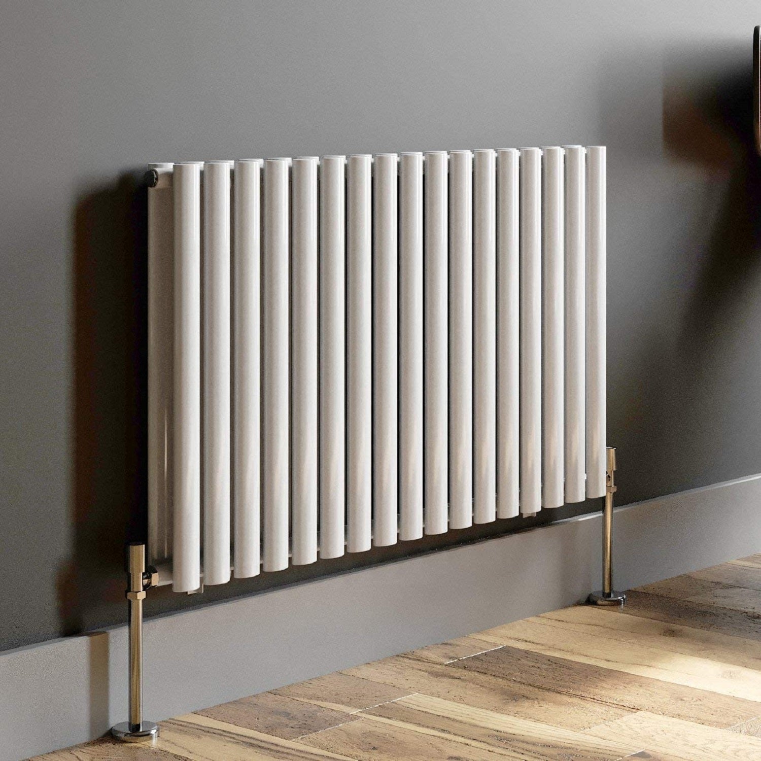 Honeywell Double Oval Designer Horizontal Radiator 600mm H x 1020mm W - White