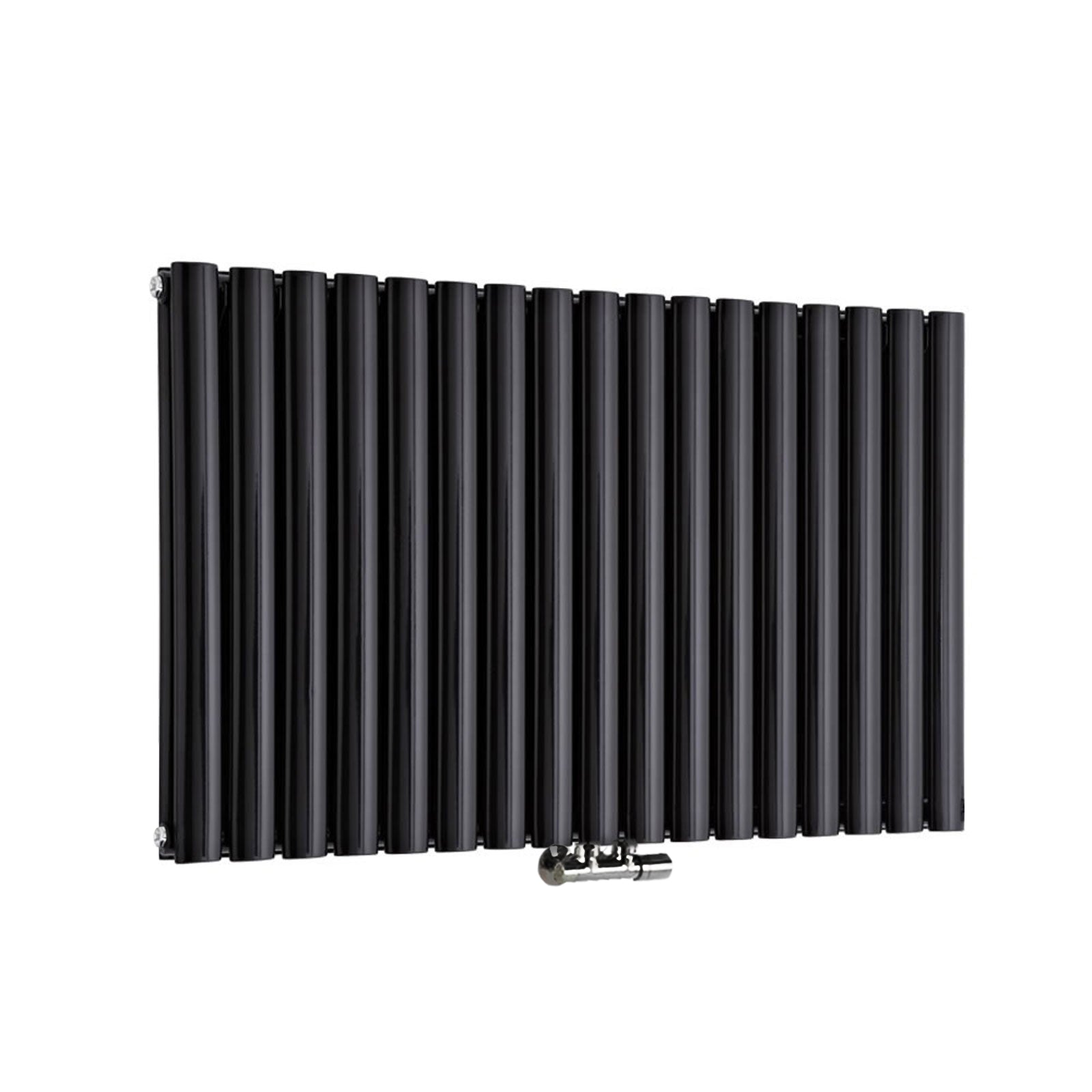 Horizontal Side Connection Radiator Black Double Oval Tube 600 x 1020 mm