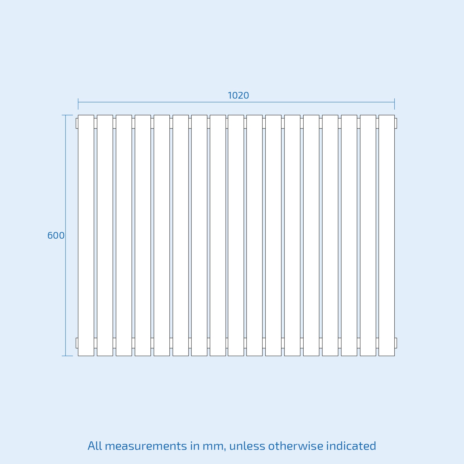 Horizontal Side Connection Radiator Black Double Oval Tube 600 x 1020 mm