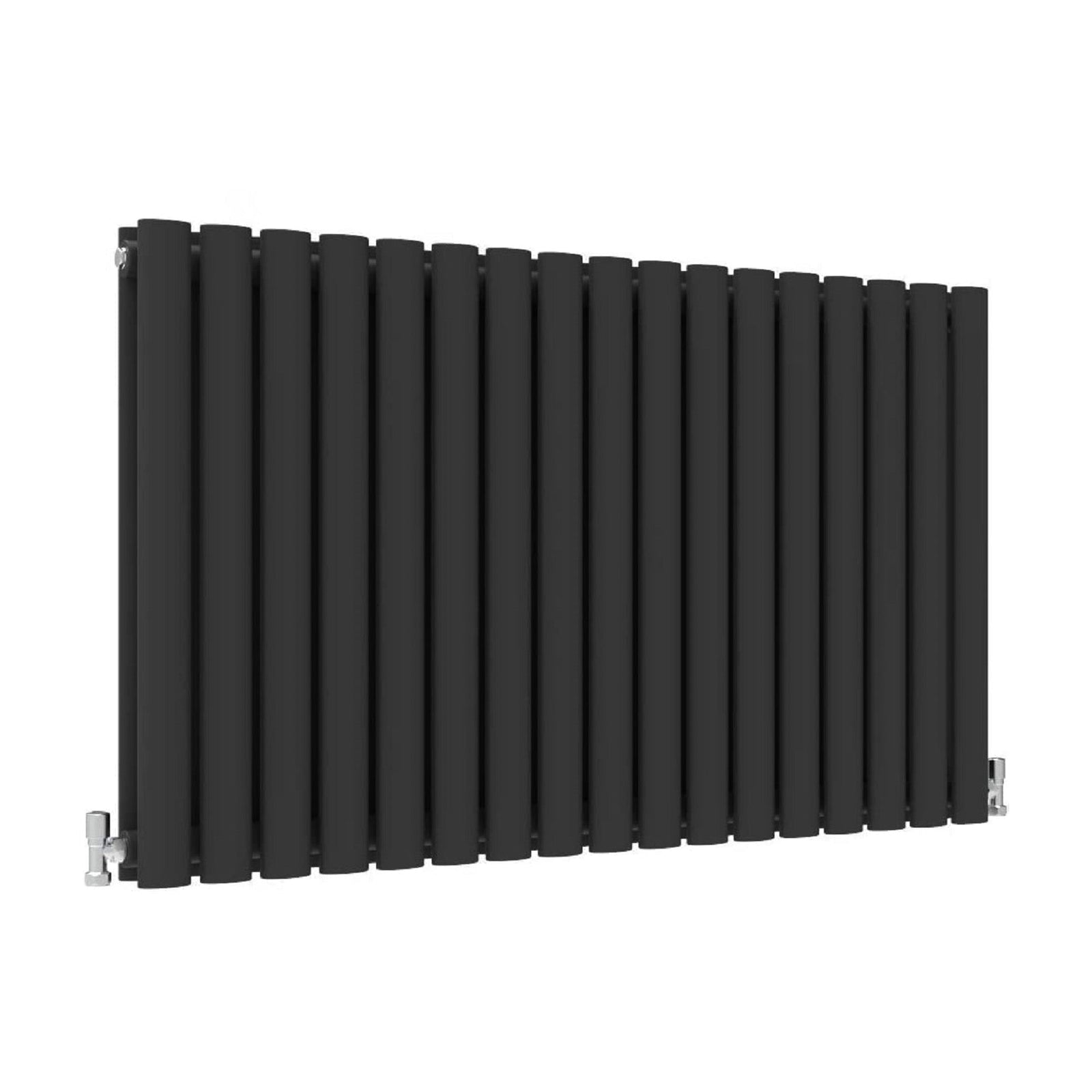 Honeywell Double Oval Designer Horizontal Radiator 600mm H x 1020mm W - Matte Black