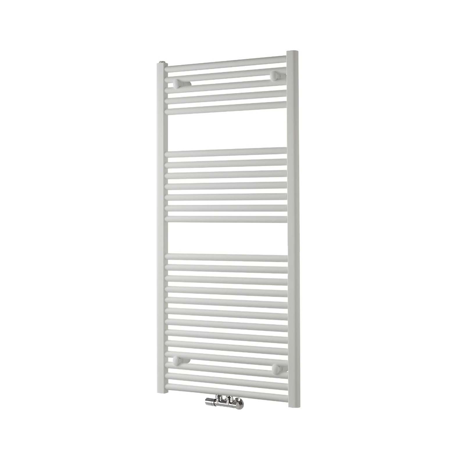 Vertical Central Connection Towel Radiator White Single Straight 1200 x 600 mm