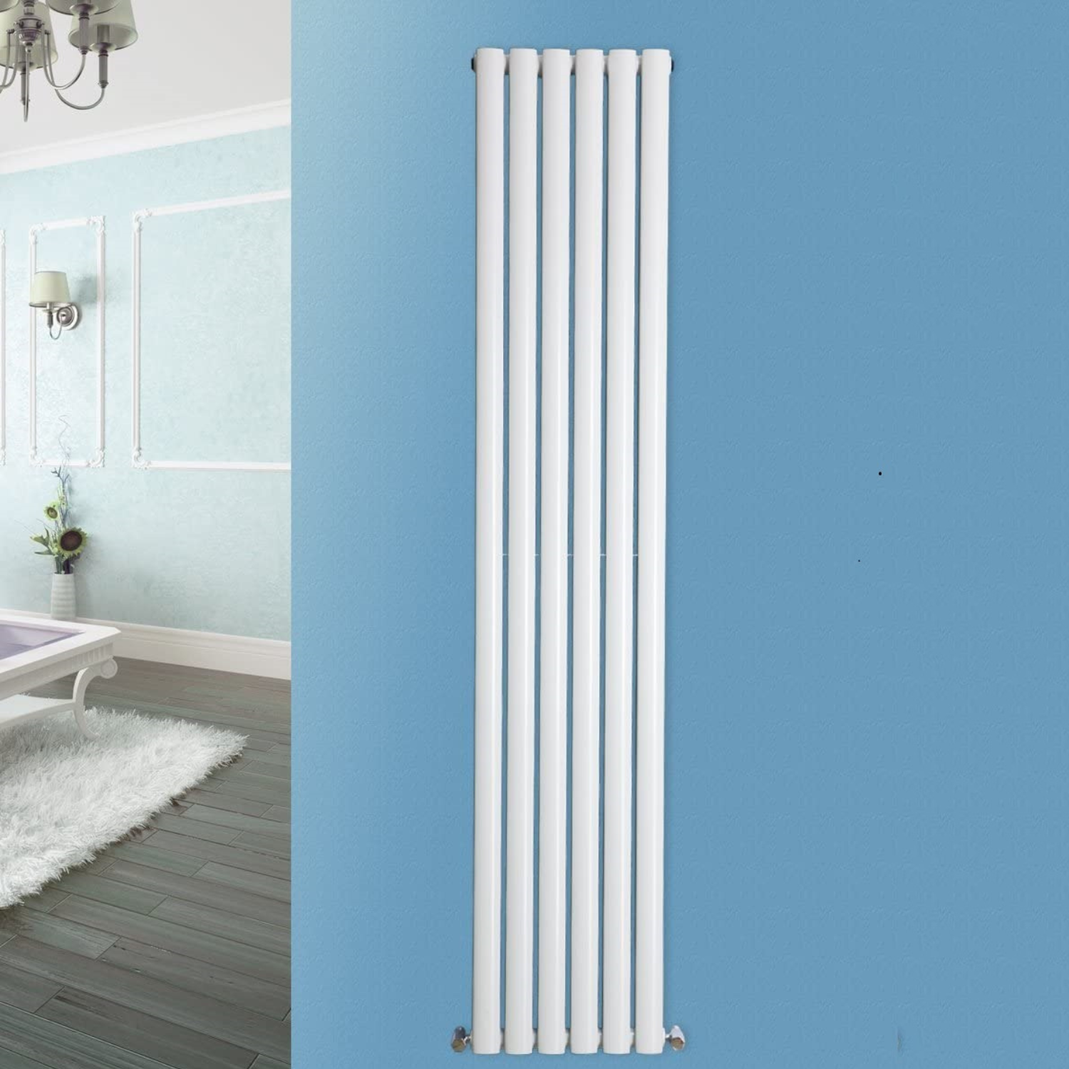 Honeywell Double Oval Designer Vertical Radiator 1800mm H x 360mm W - White