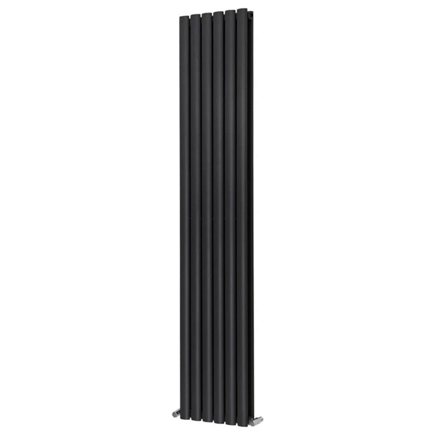 Honeywell Double Oval Designer Vertical Radiator 1800mm H x 360mm W - Matte Black