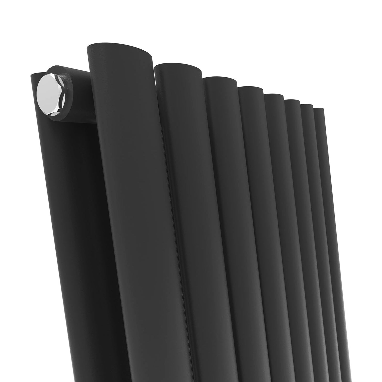 Vertical Central Connection Radiator Black Double Oval Tube 1800 x 600 mm